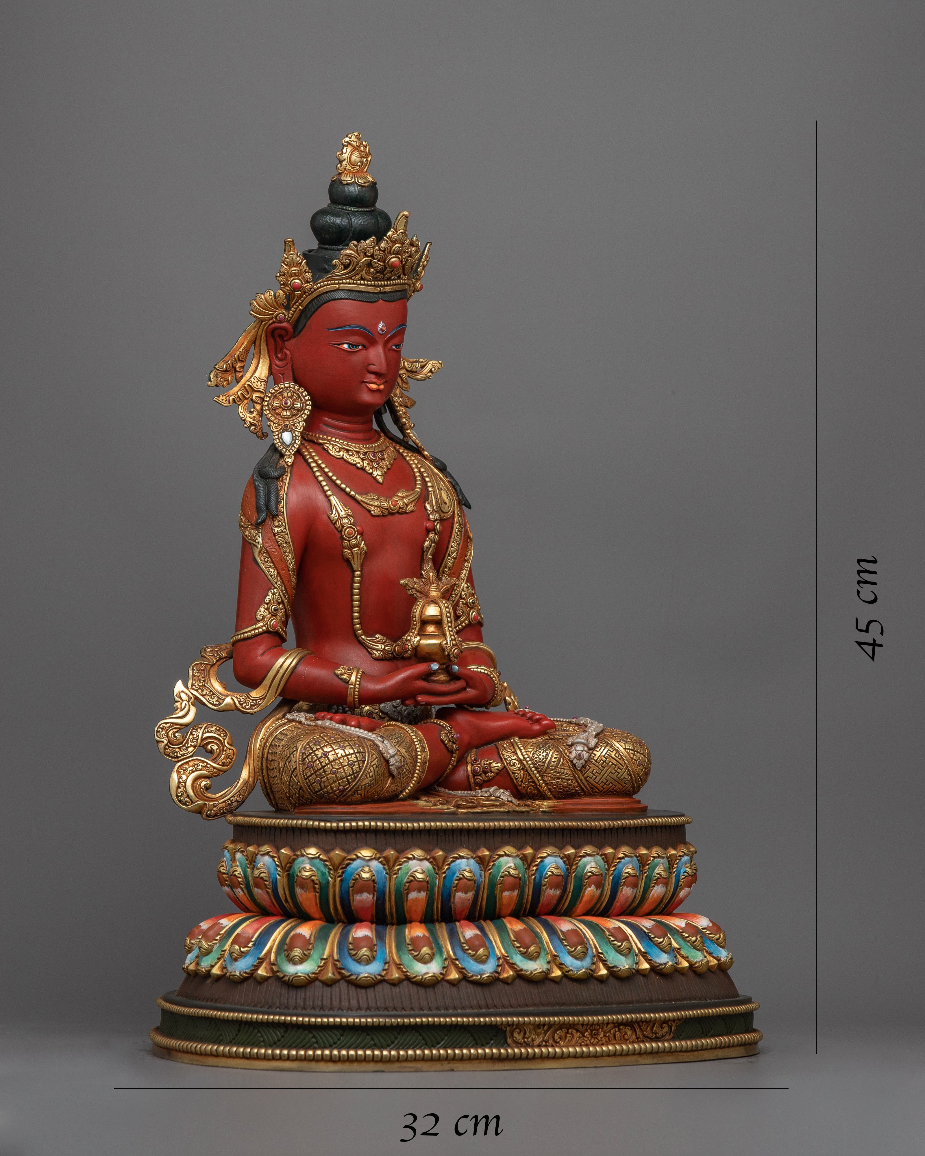 red amitayus-buddha-statue