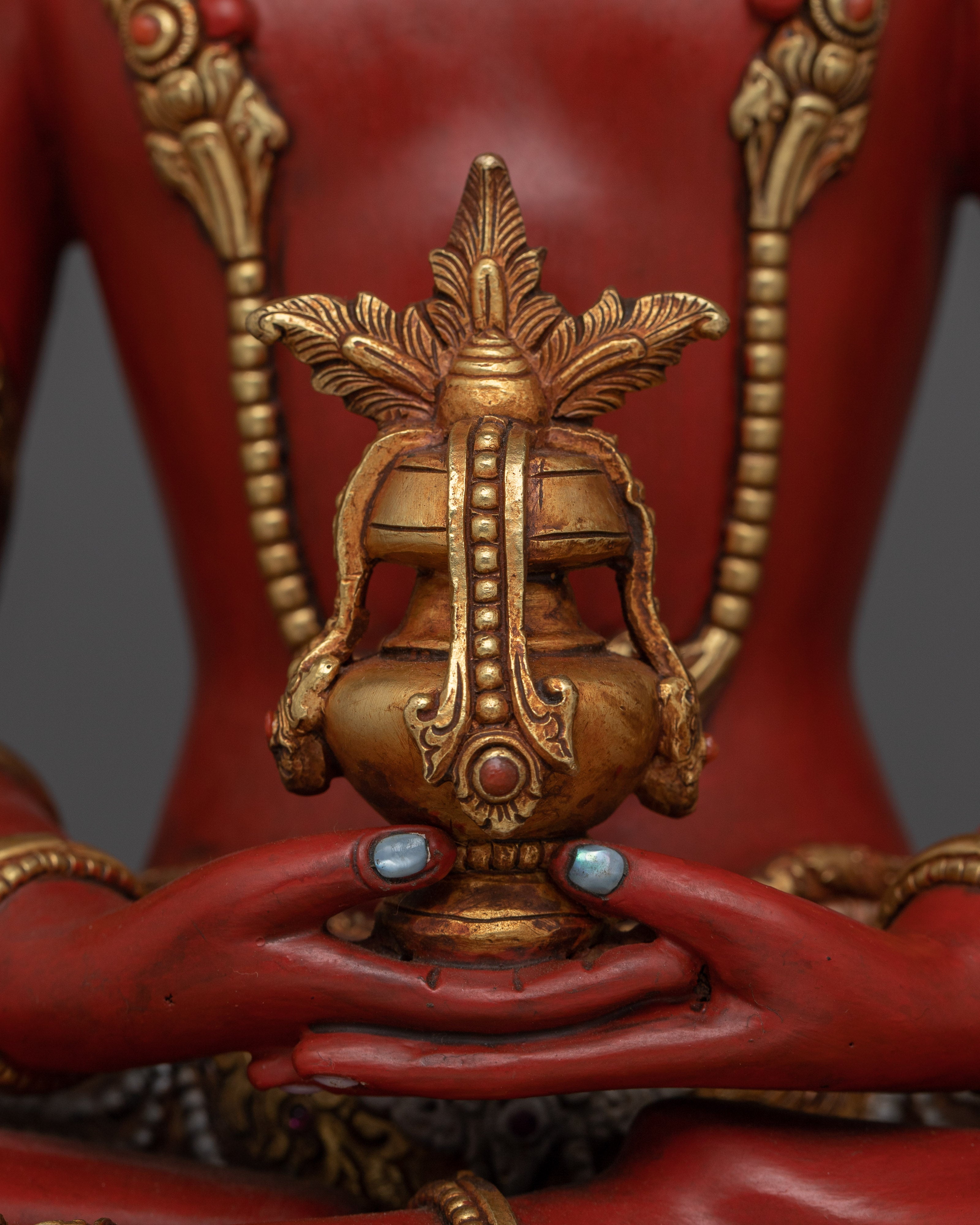 Red Amitayus Buddha Statue | The Buddha of Infinite Life