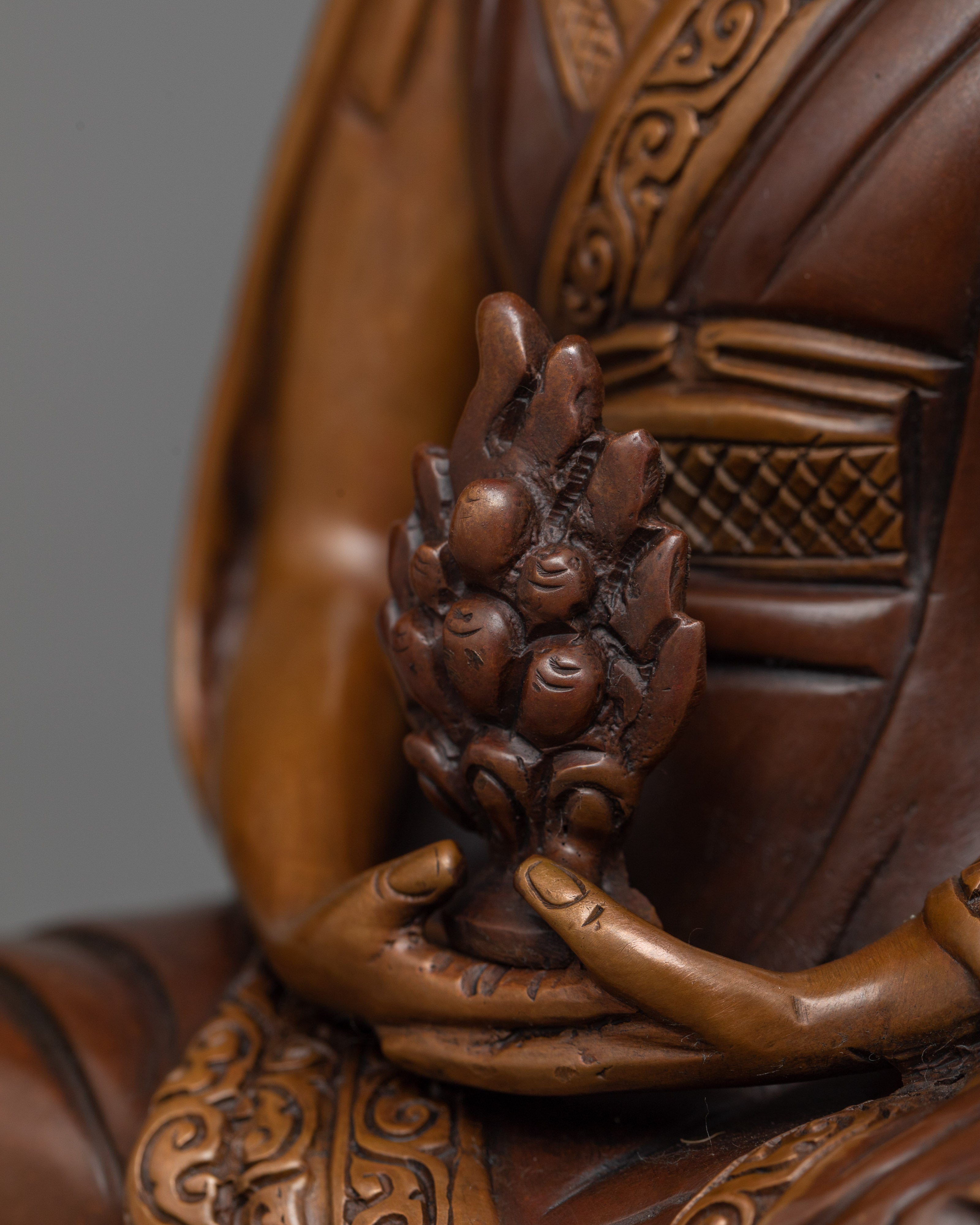 Gampopa Statuette | The Guiding Sage | Oxidized Copper Sculpture