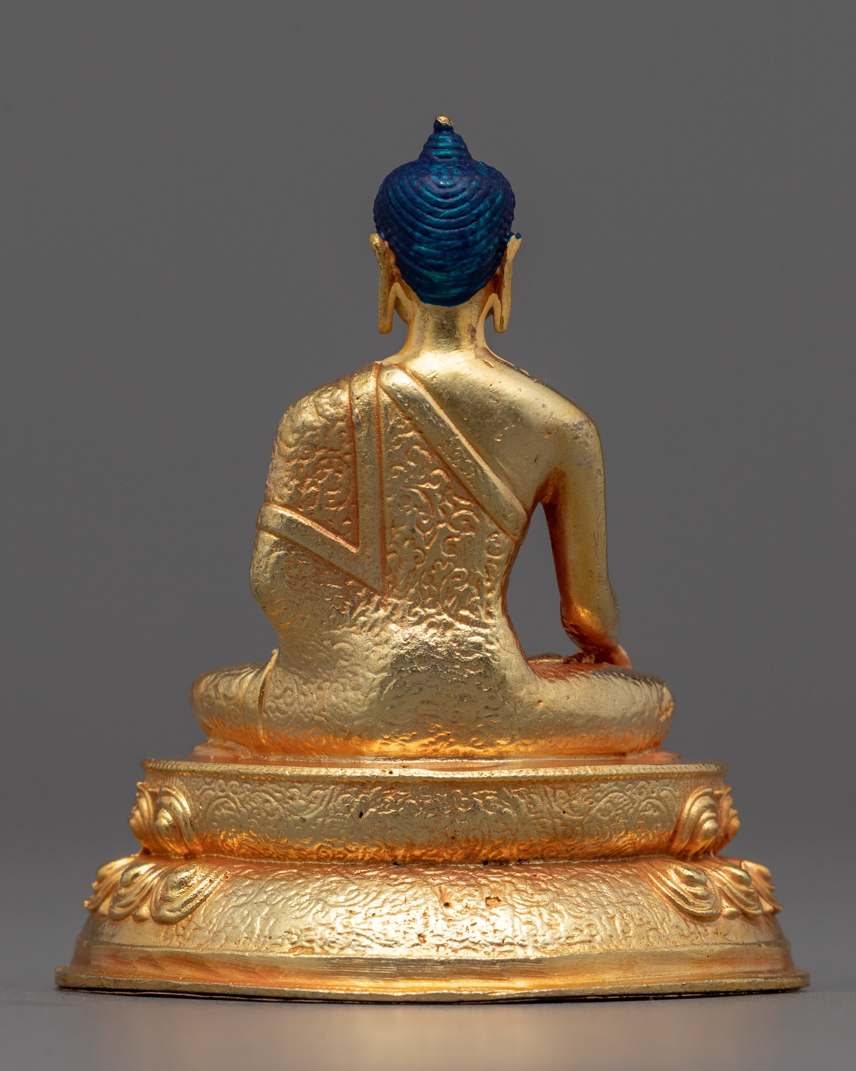 Shakyamuni Buddha Small Sculpture | Miniature Gold-Gilded Machine-Made Copper Statue