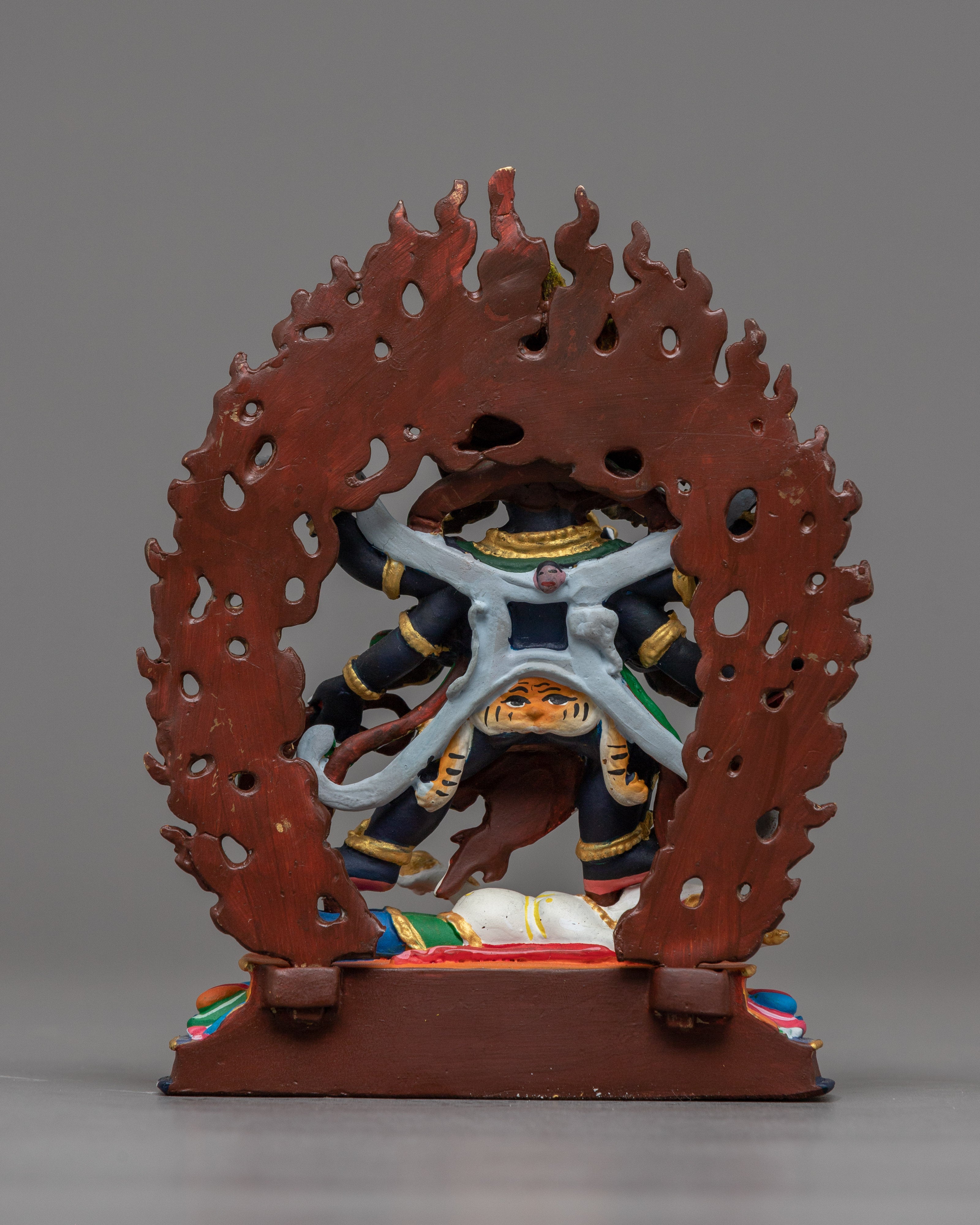 Compact Six-Armed Mahakala Statue | Guardian of the Dharma