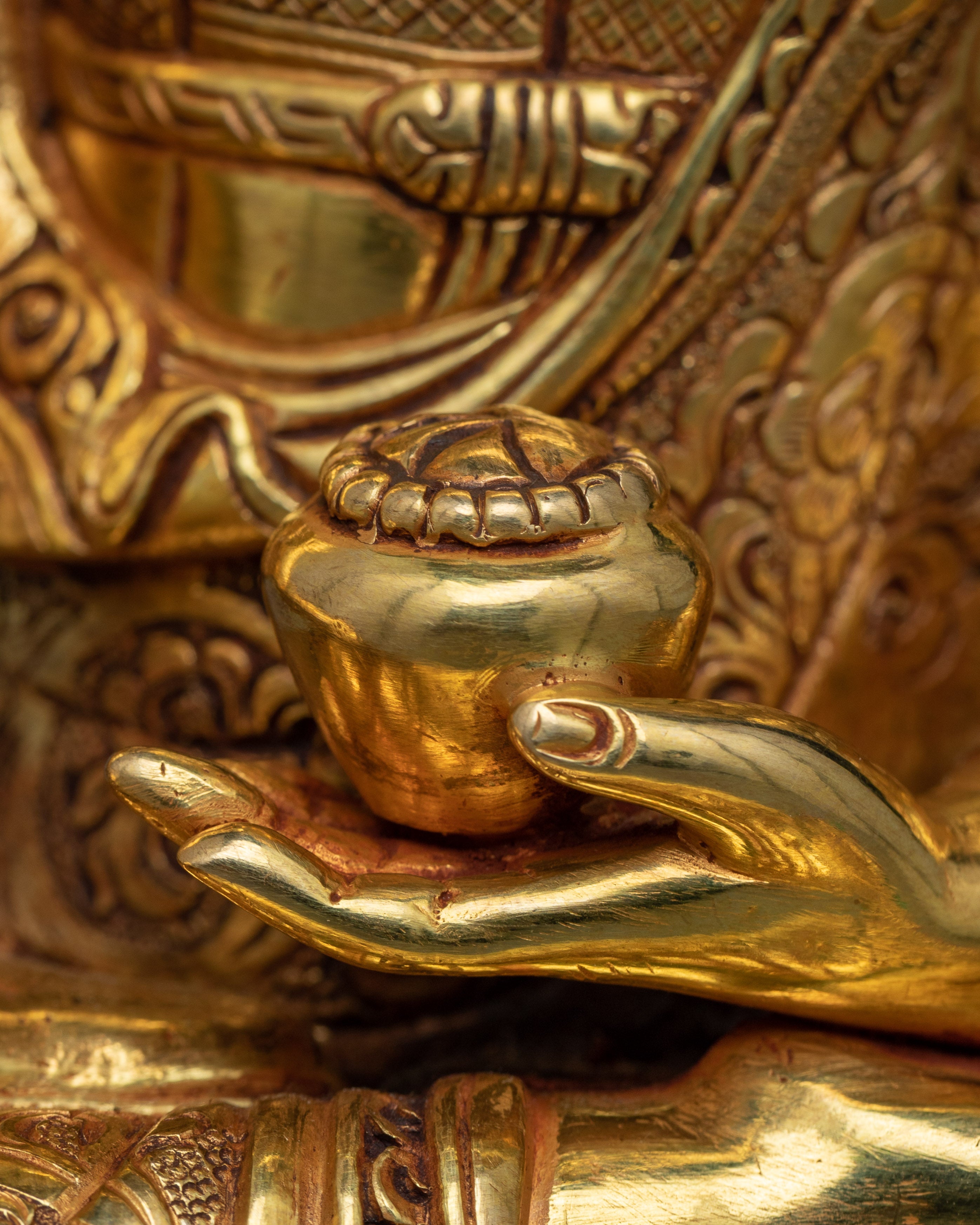 Regal Crowned Shakyamuni Buddha Figurine | Traditional Himalayan Art