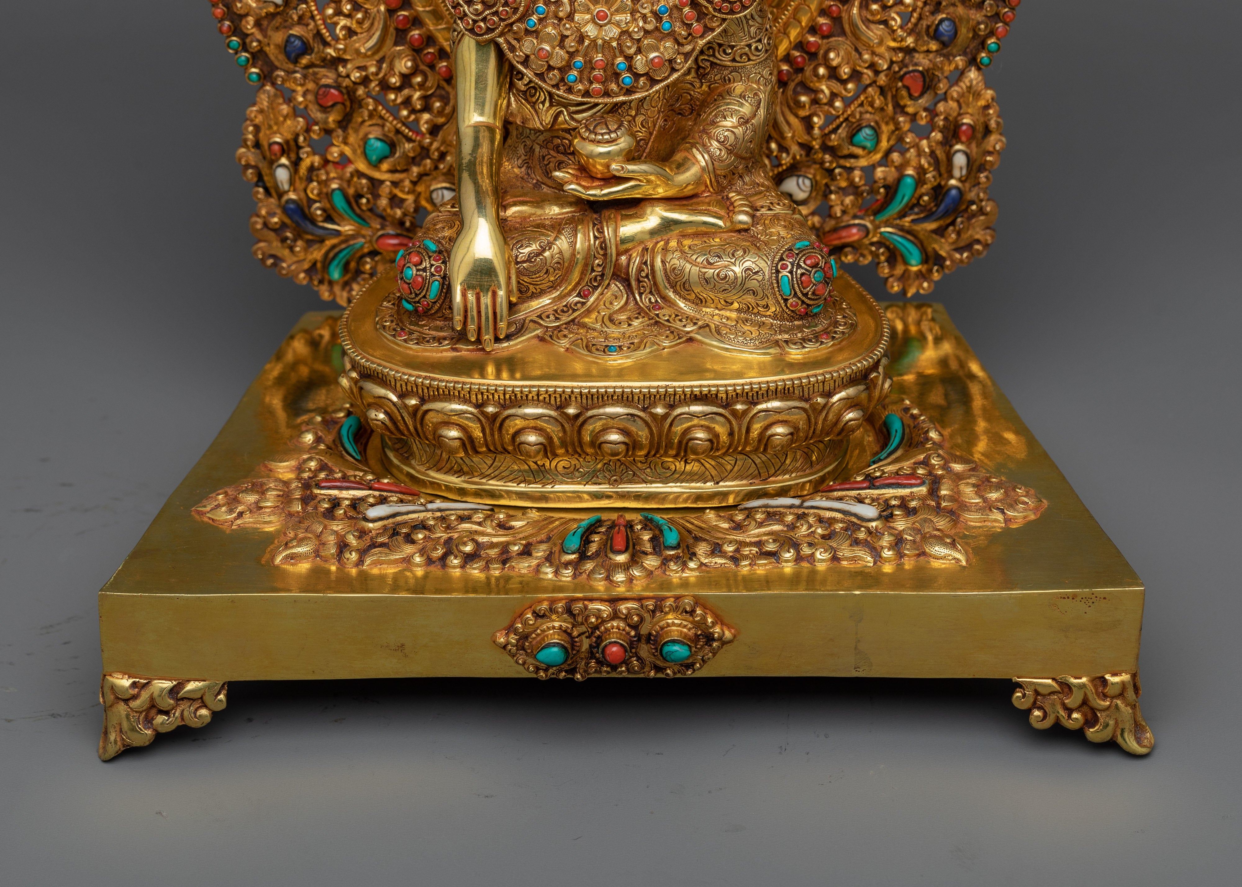 Regal Crowned Shakyamuni Buddha Figurine | Traditional Himalayan Art