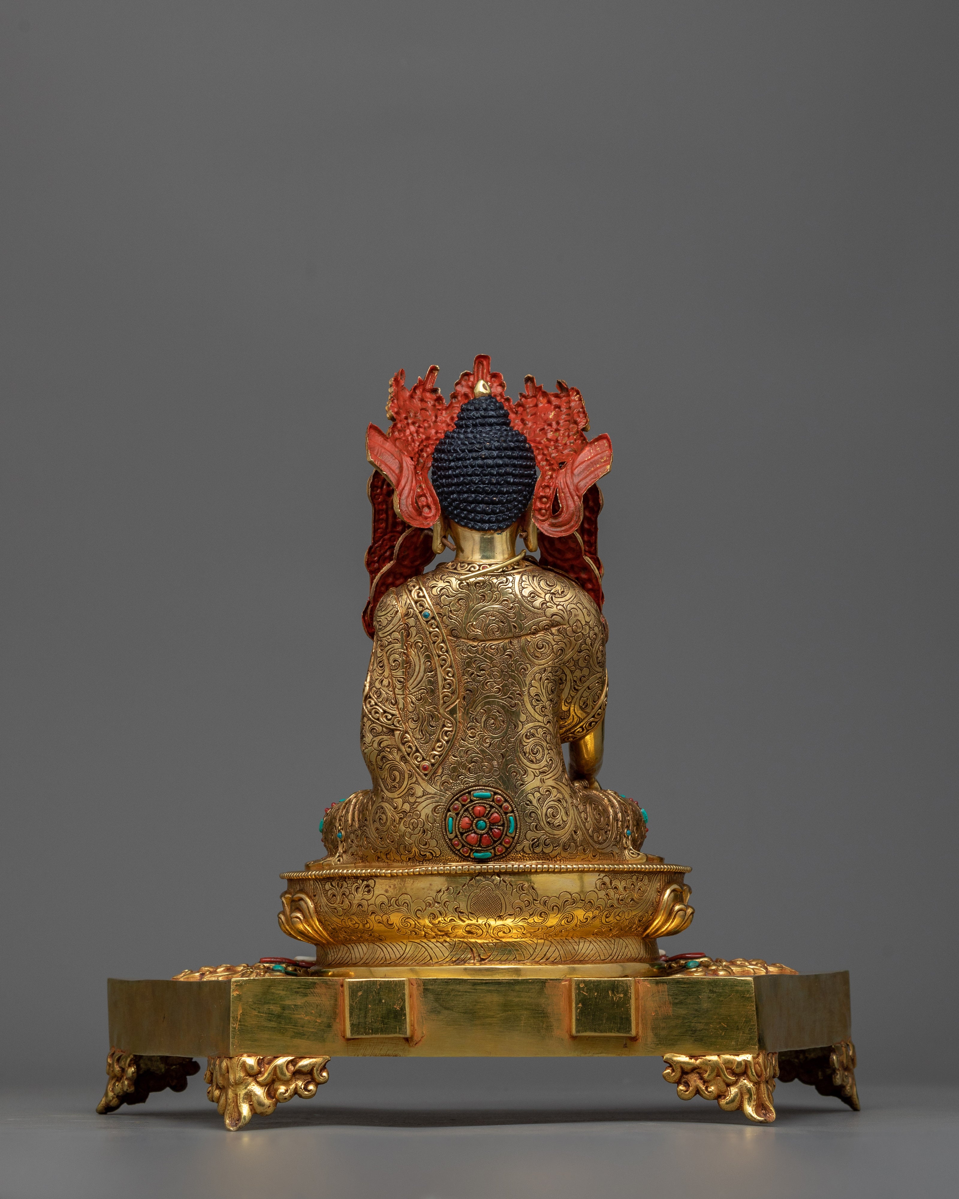 Regal Crowned Shakyamuni Buddha Figurine | Traditional Himalayan Art
