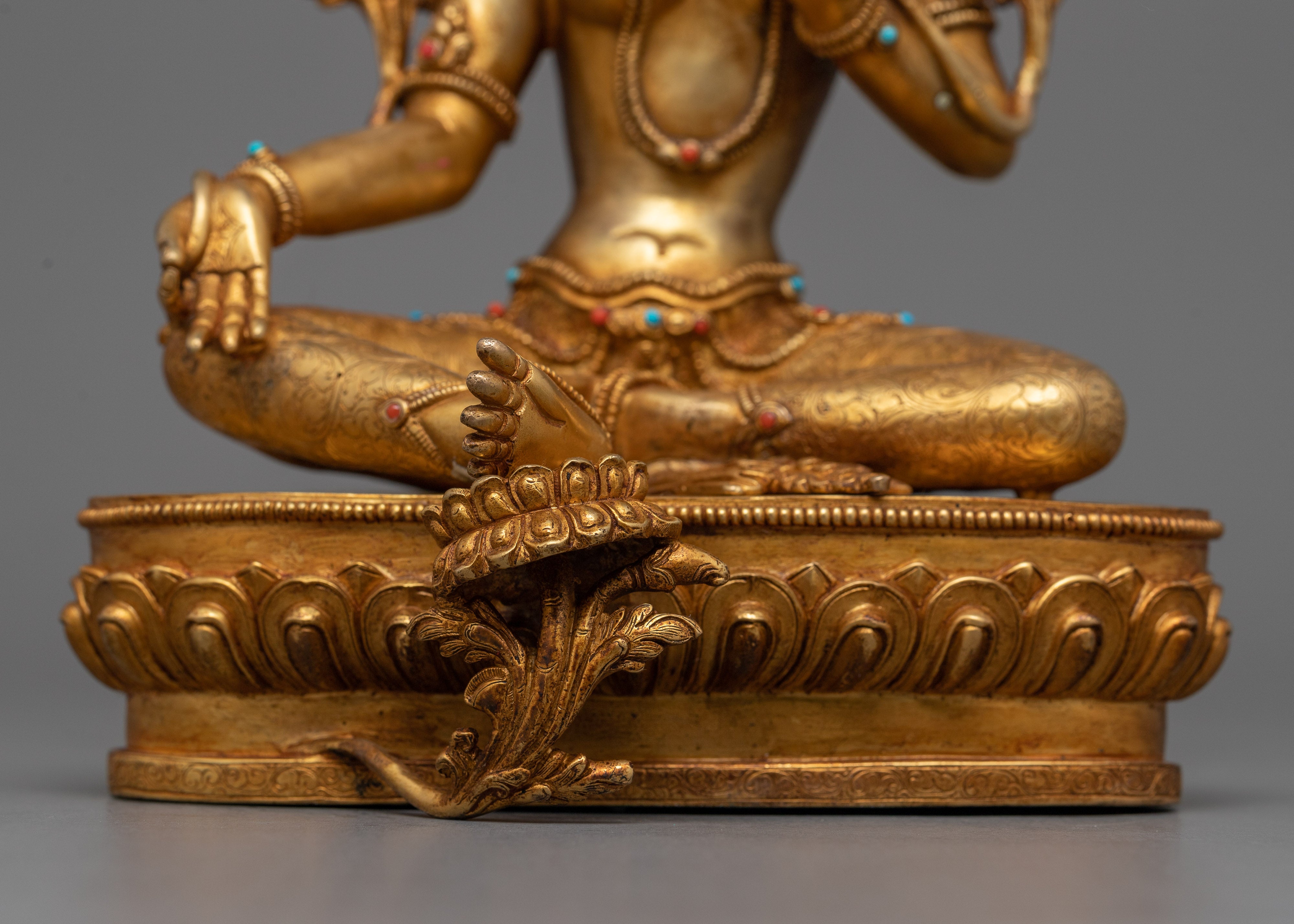 Female Buddha of Compassion Green Tara | Antique Finished Sculpture