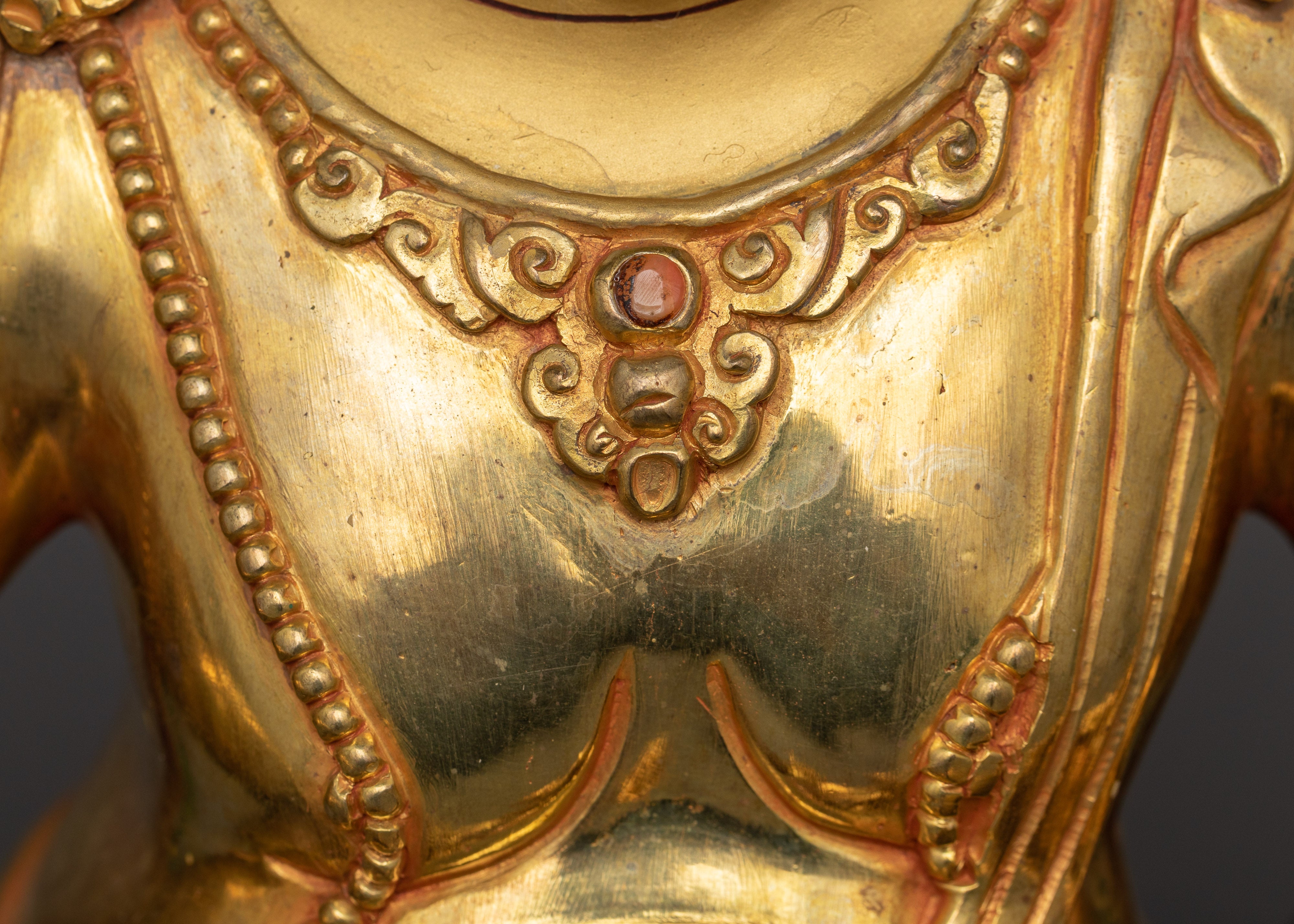 Yellow Dzambhala Practice Sculpture | 24k Gold Gilded Artwork