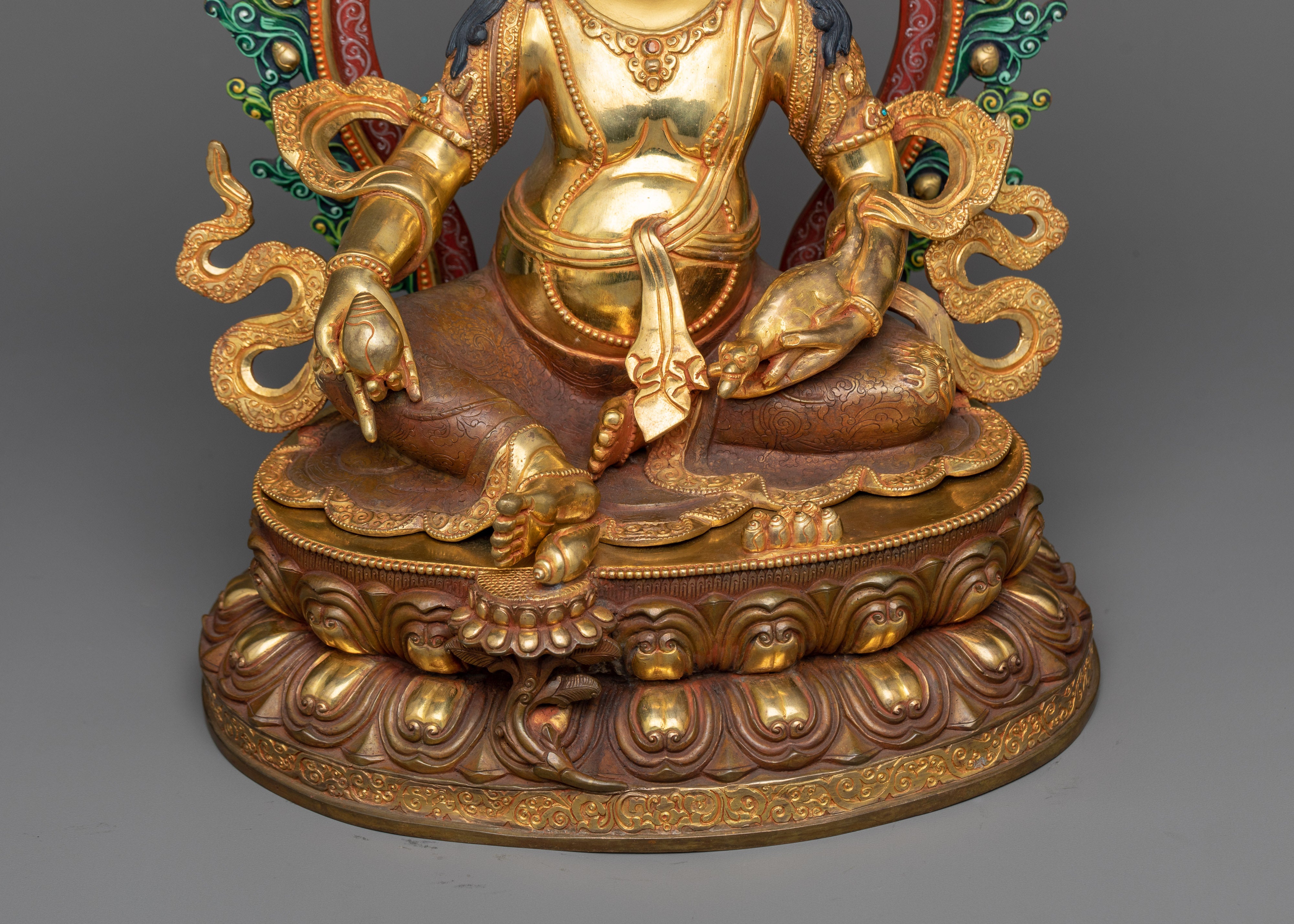 Yellow Dzambhala Practice Sculpture | 24k Gold Gilded Artwork