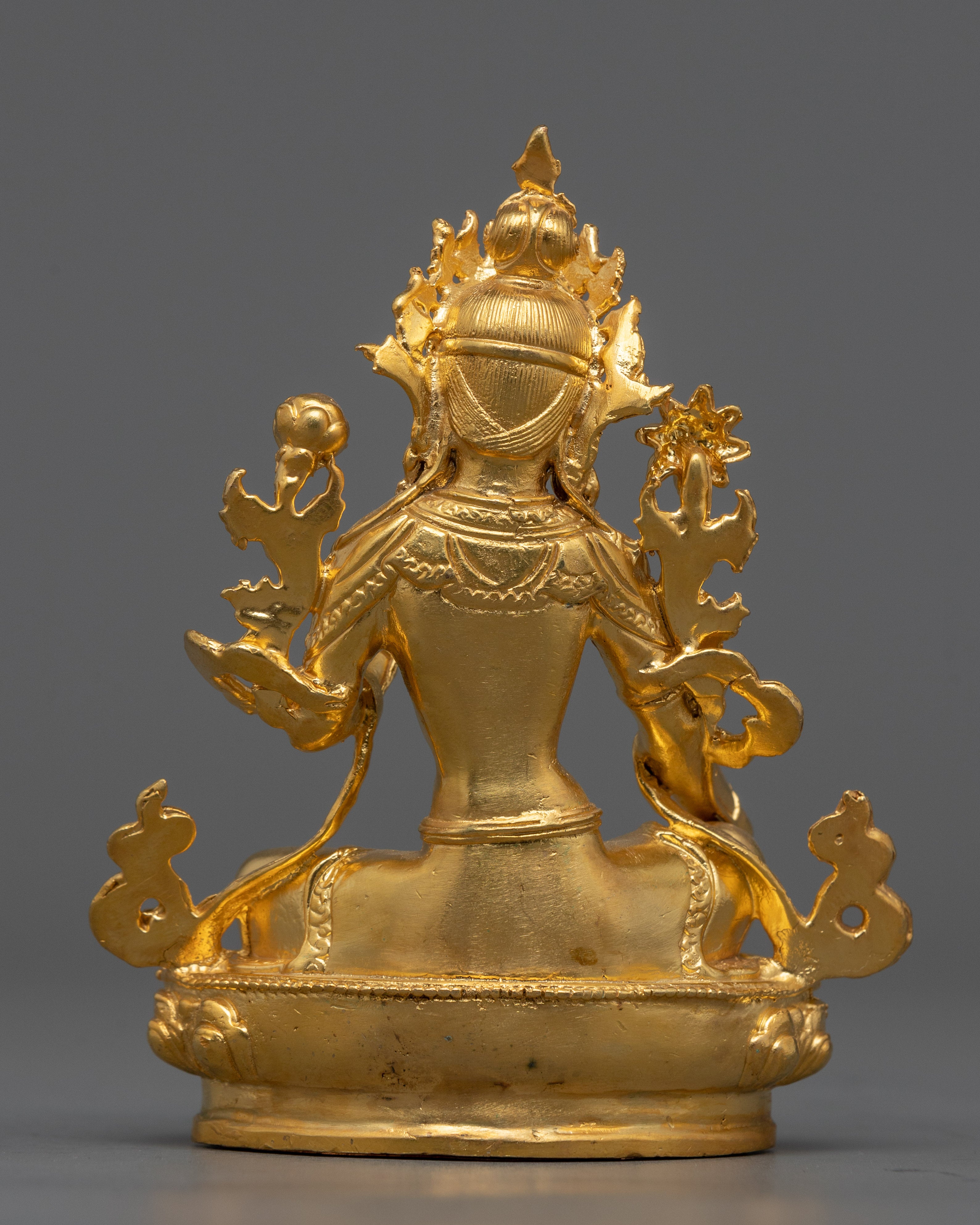 Tiny Green Tara Statue | 24K Gold Electroplated Grace
