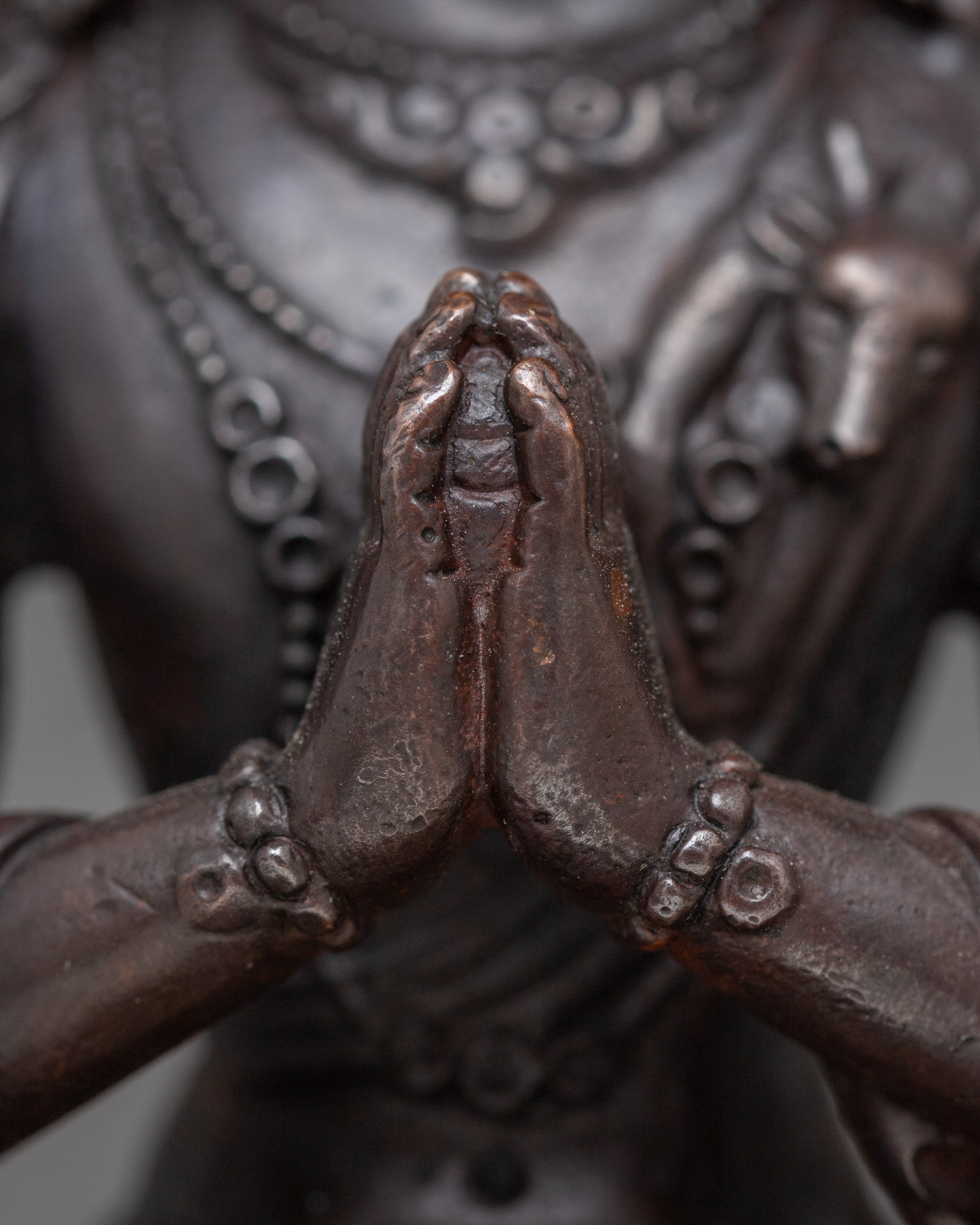 Miniature Chenrezig Statue | Oxidized Copper Beacon of Compassion