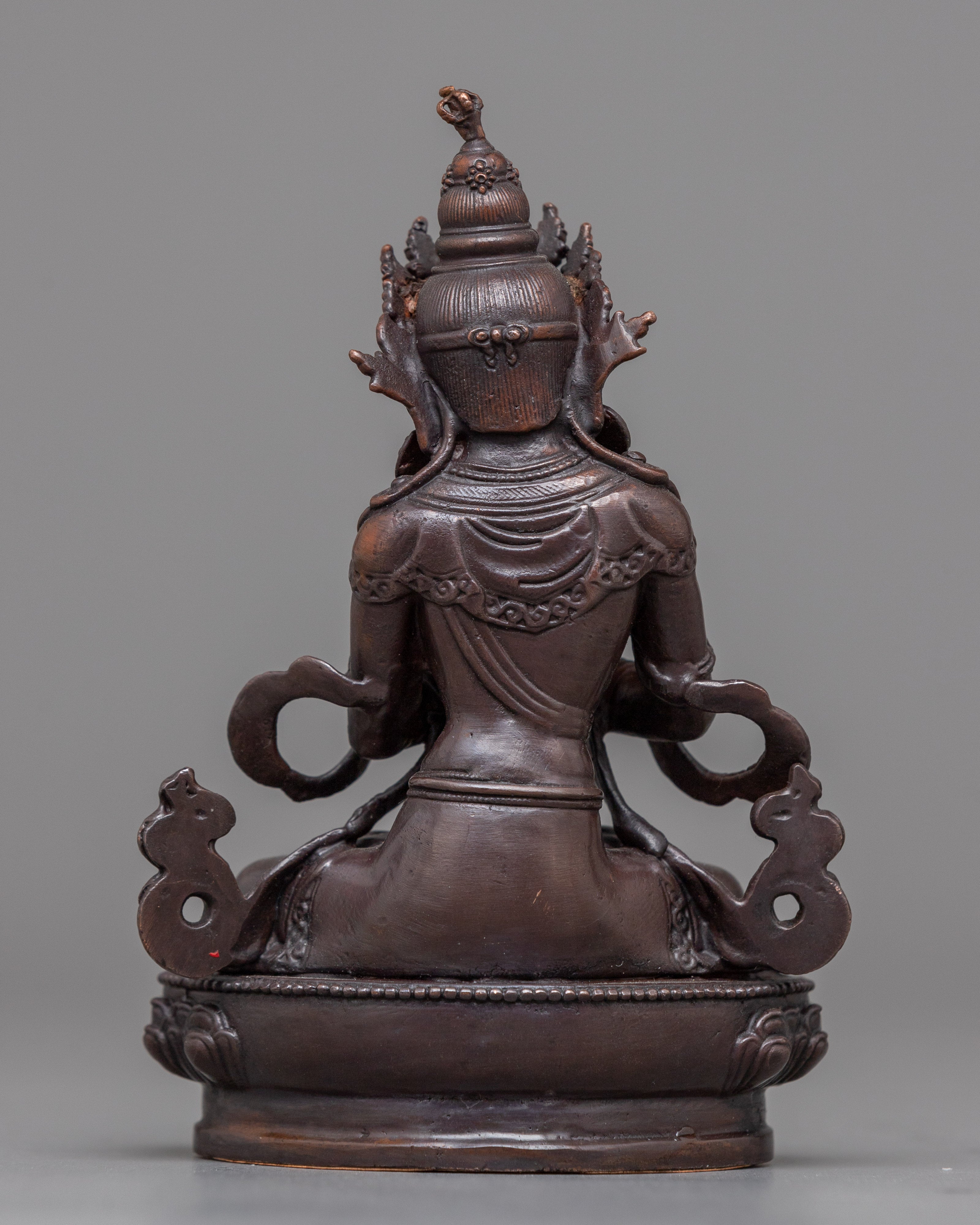Little Vajradhara Statue | Oxidized Copper Emblem of Ultimate Reality