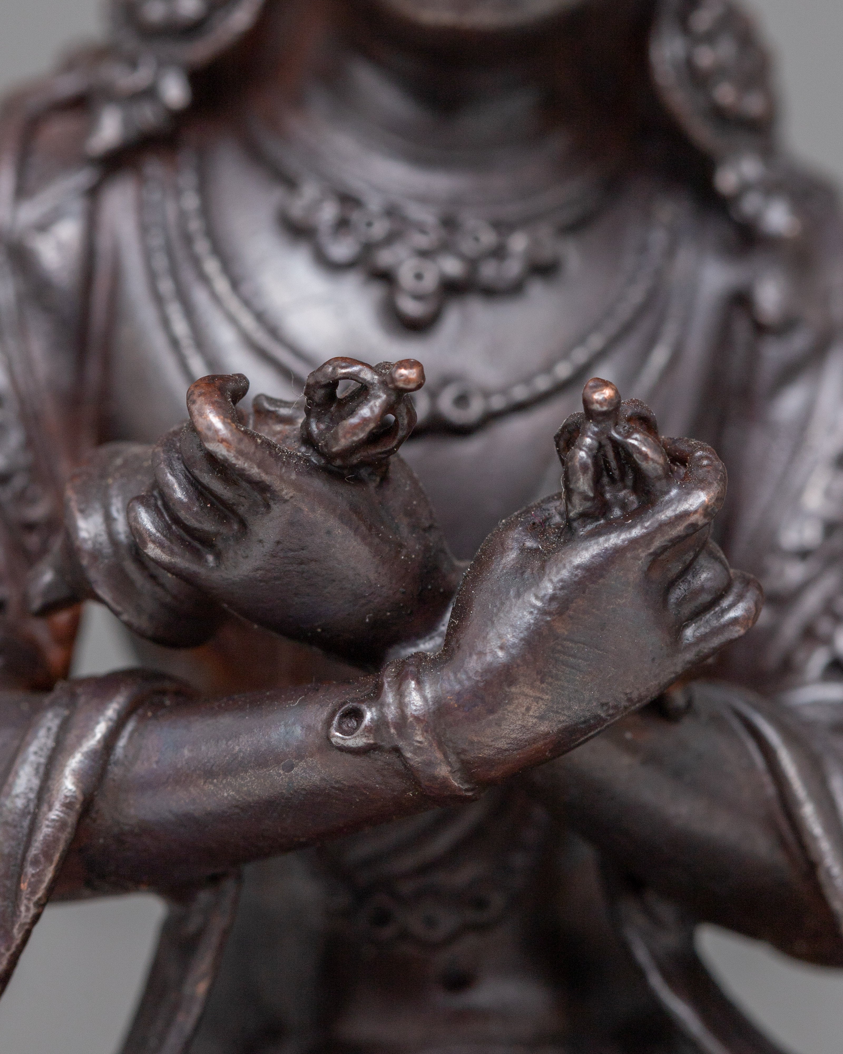 Little Vajradhara Statue | Oxidized Copper Emblem of Ultimate Reality