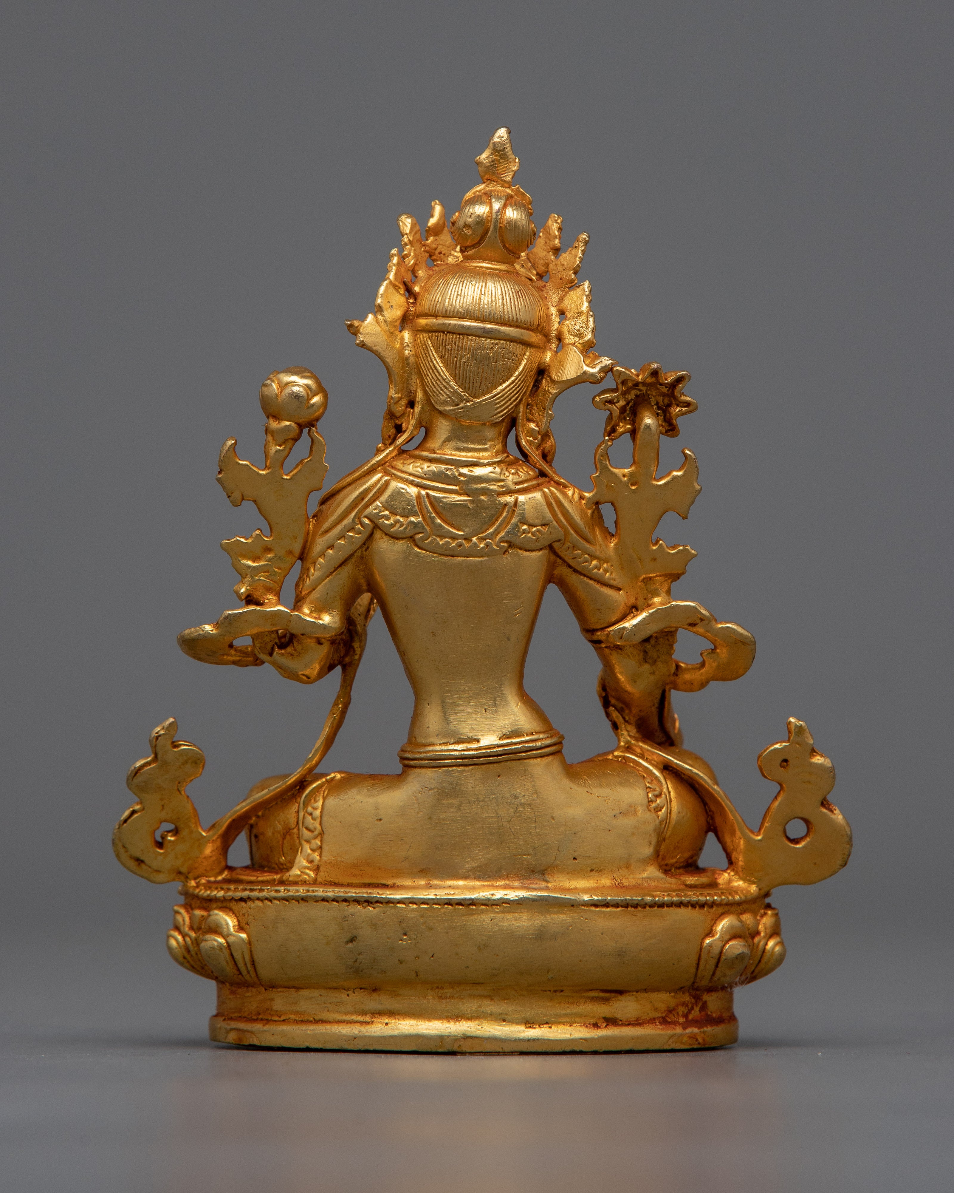 Miniature Green Tara Statue | 24K Gold Electroplated Compassion