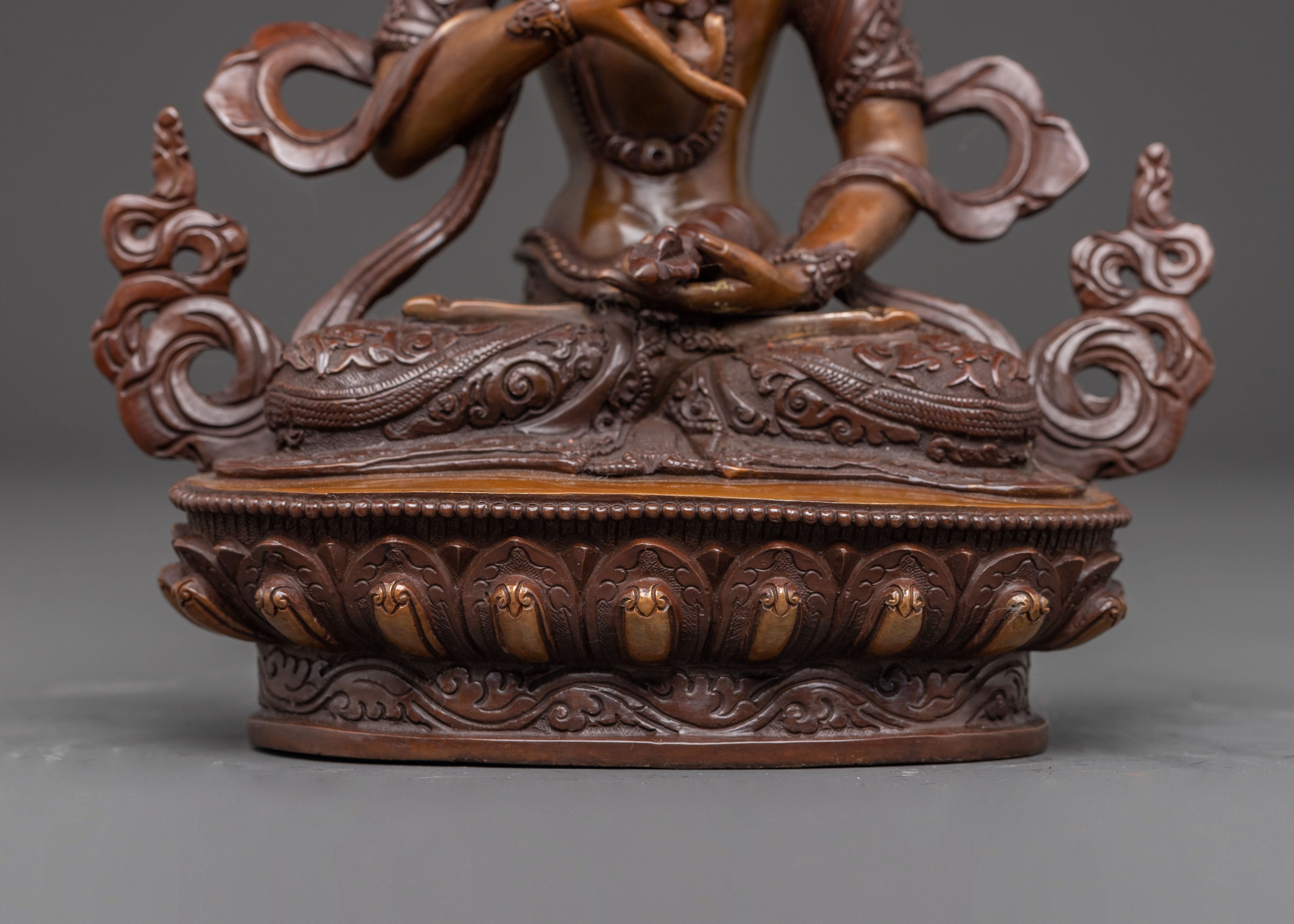 Handcrafted Oxidized Copper Statue of Bodhisattva Vajrasattva