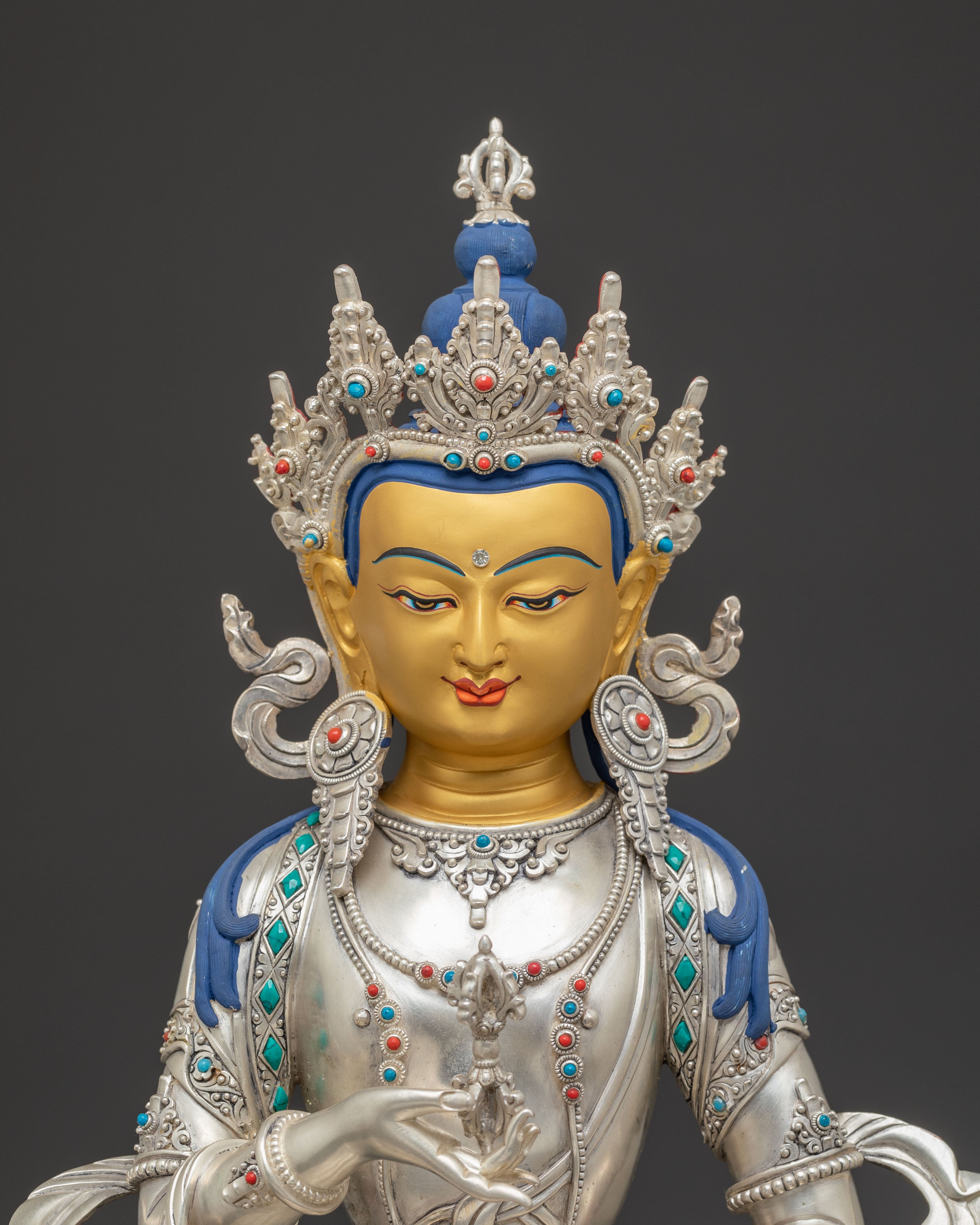 Silver Vajrasattva Statue: Bodhisattva of Purification