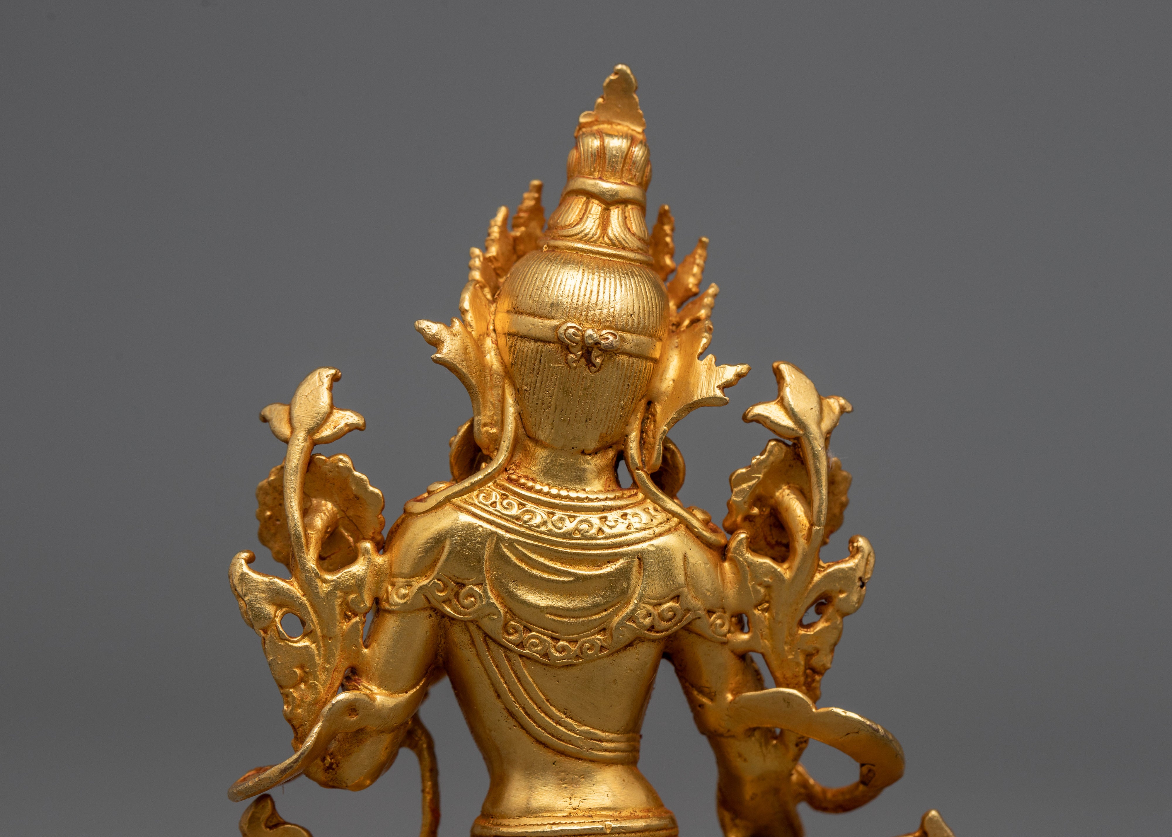 Delicate Miniature White Tara Statue | 24K Gold Electroplated Healing