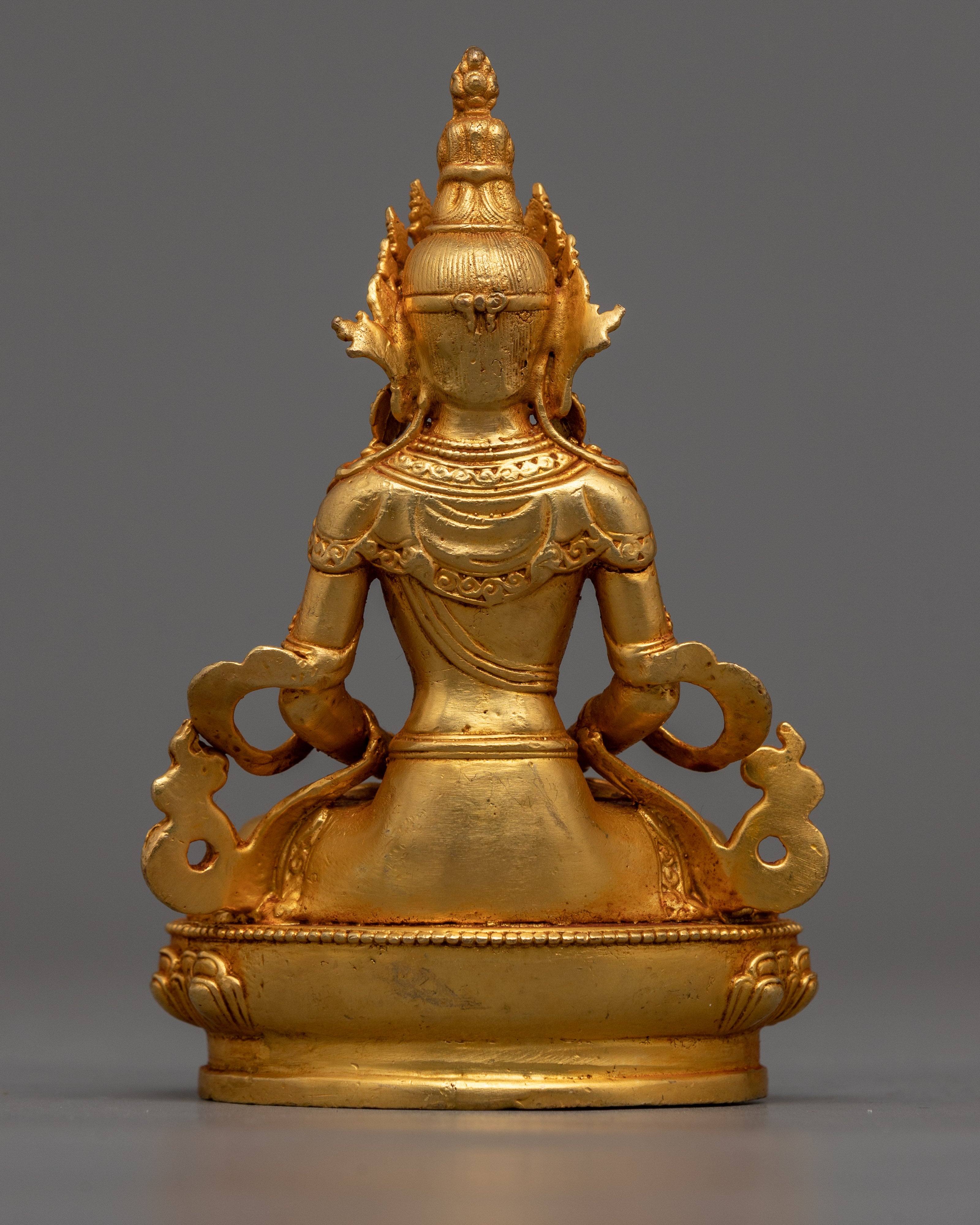 Miniature Amitayus Statue | 24K Gold Electroplated Longevity Deity