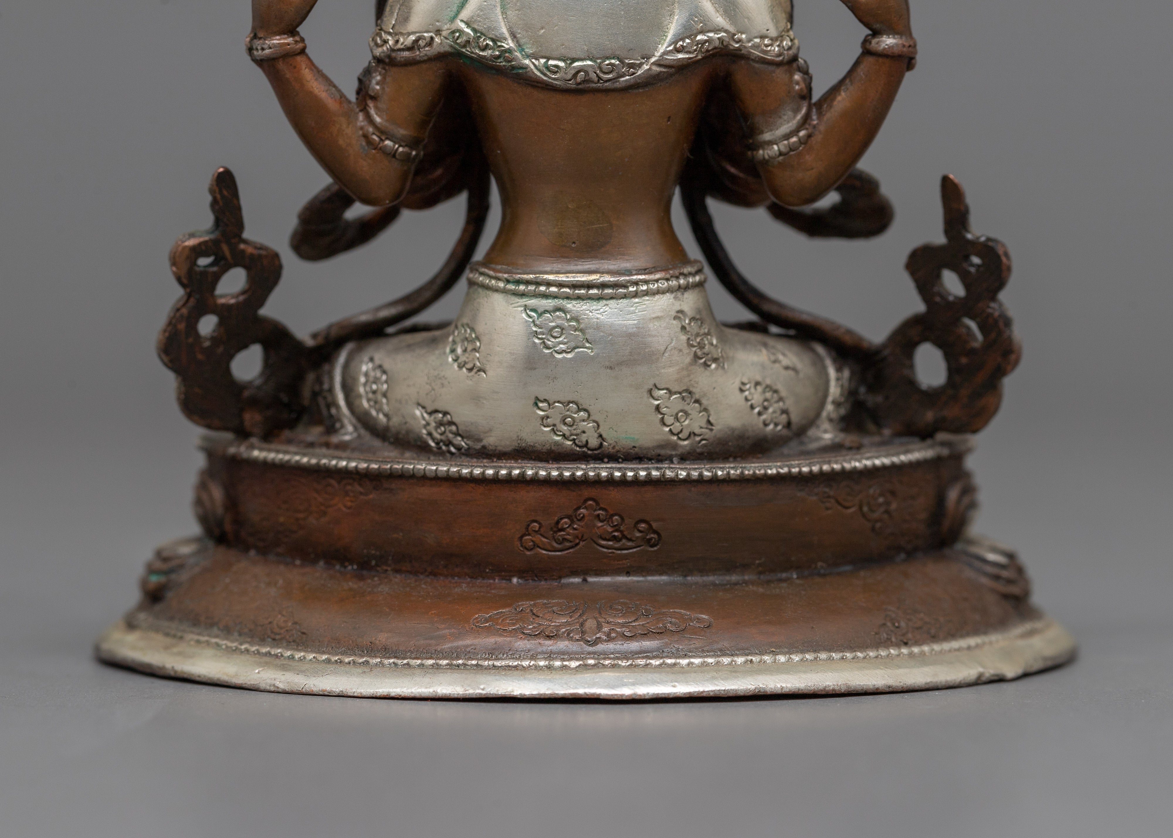 Miniature Chenrezig Statue | Silver-Plated Emblem of Compassion
