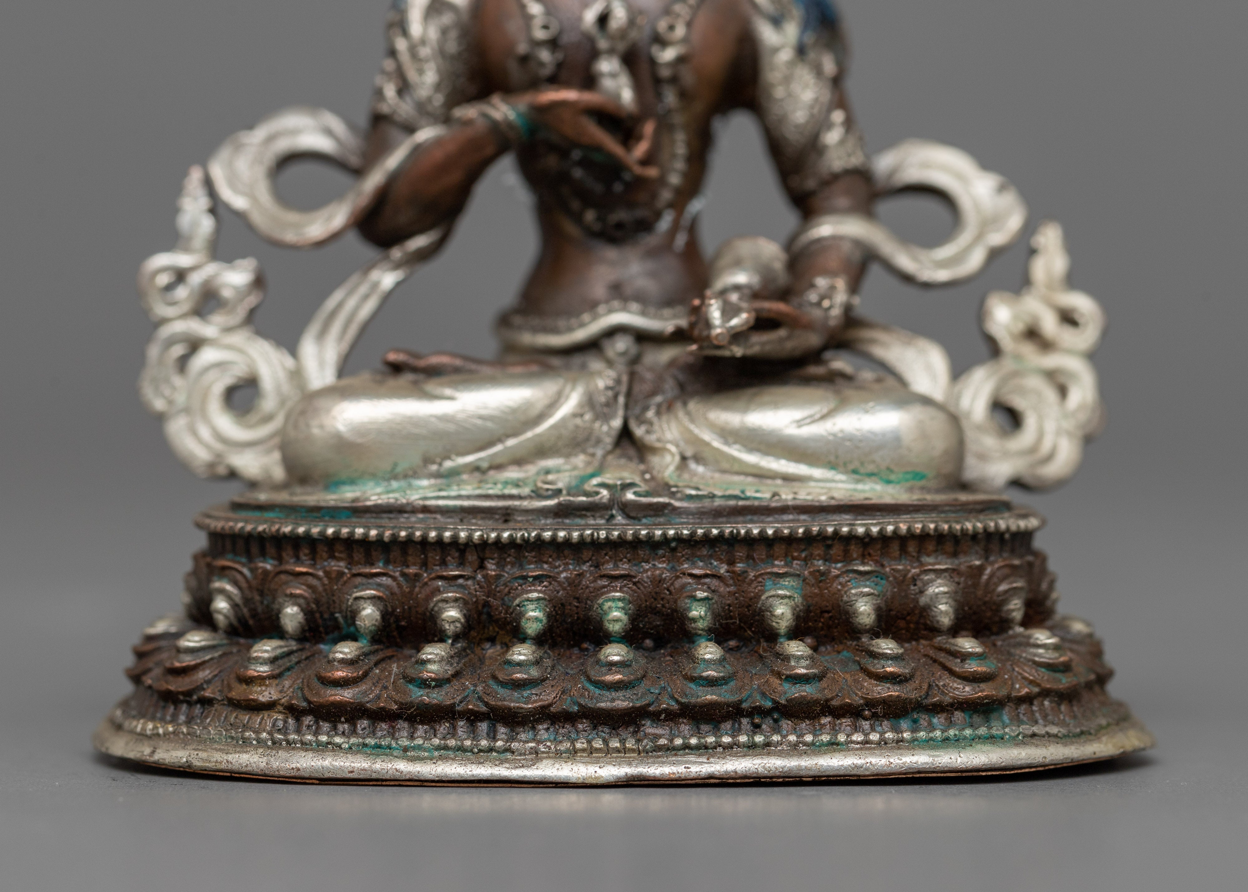 Miniature Vajrasattva Statue | Silver-Plated Symbol of Purification