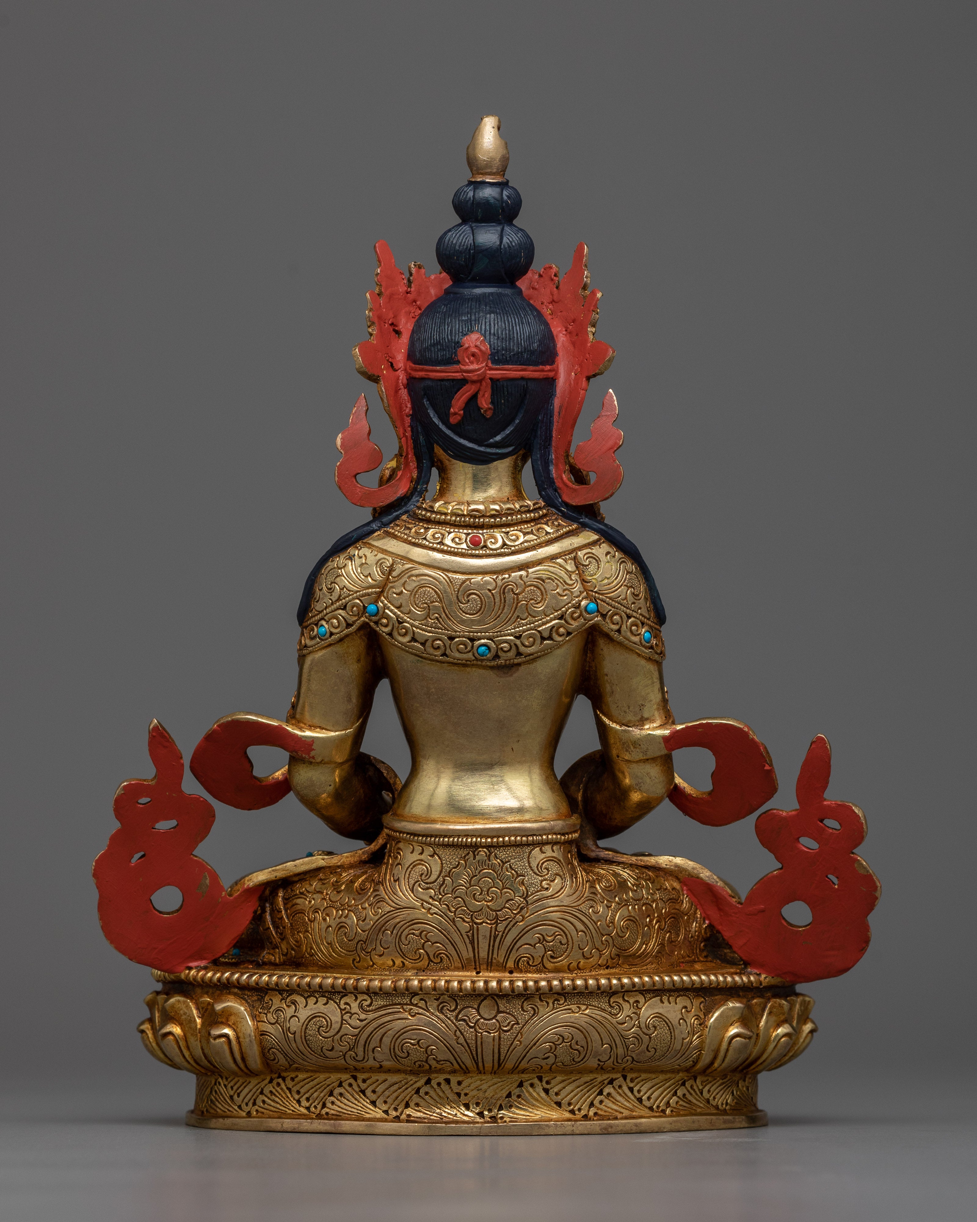 Buddhism Amitayus Buddha Statue | 24K Gold Illumination for Spiritual Renewal