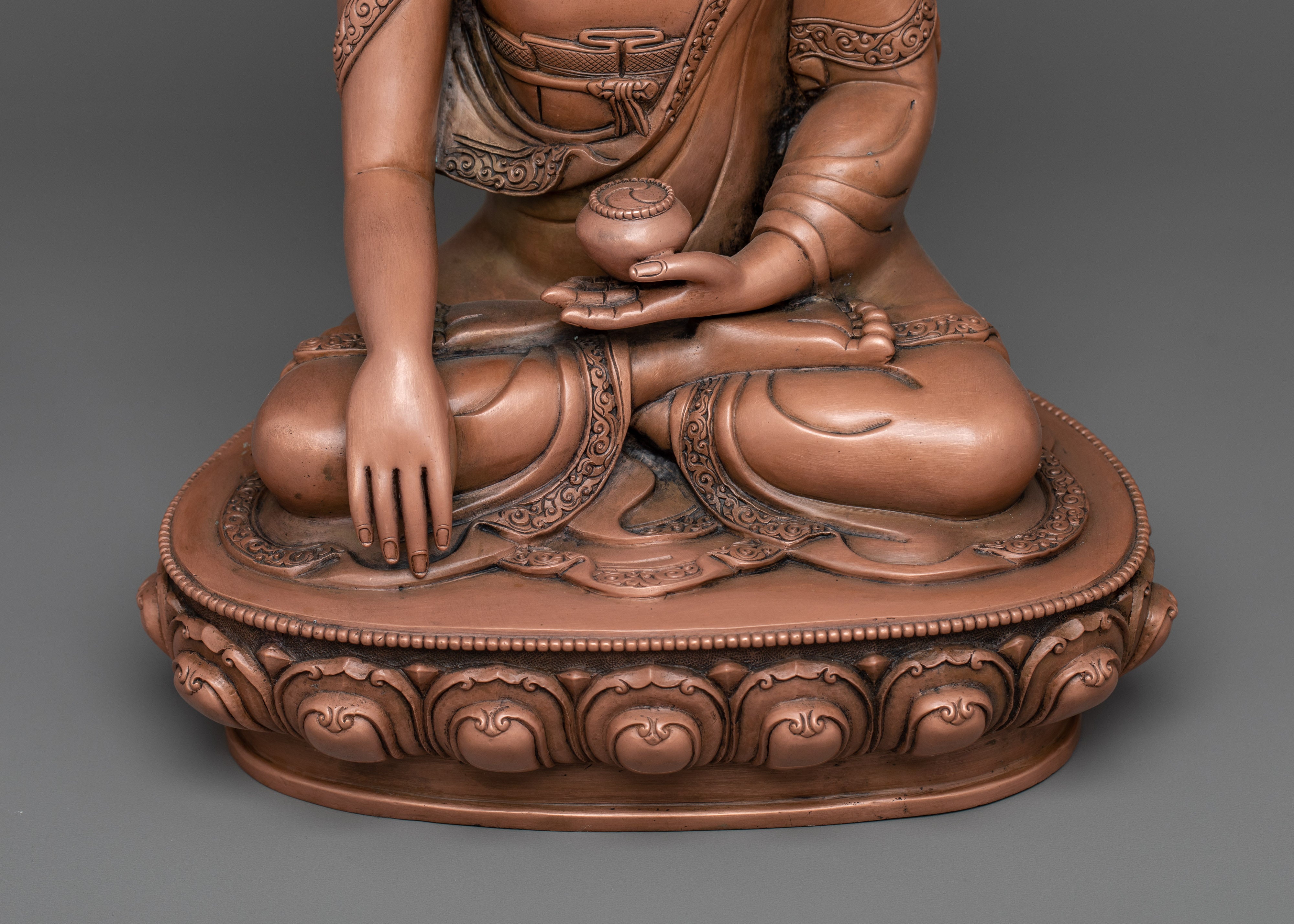 Namo Shakyamuni Buddha Oxidized Statue | Timeless Tranquility in Copper
