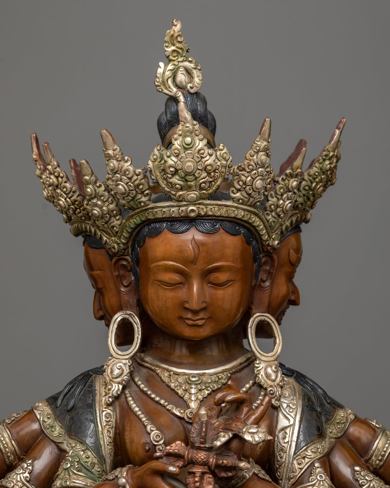 Divine Goddess Namgyalma Sculpture | Silver and Oxidized Copper Artwork