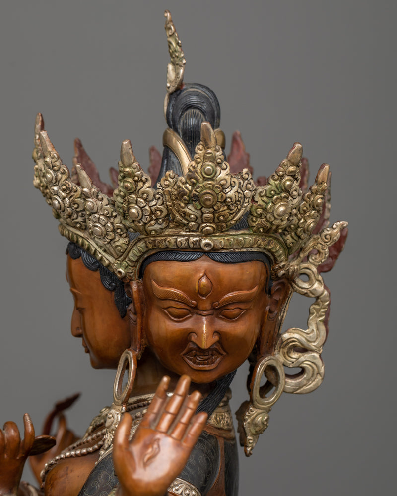 Divine Goddess Namgyalma Sculpture | Silver and Oxidized Copper Artwork