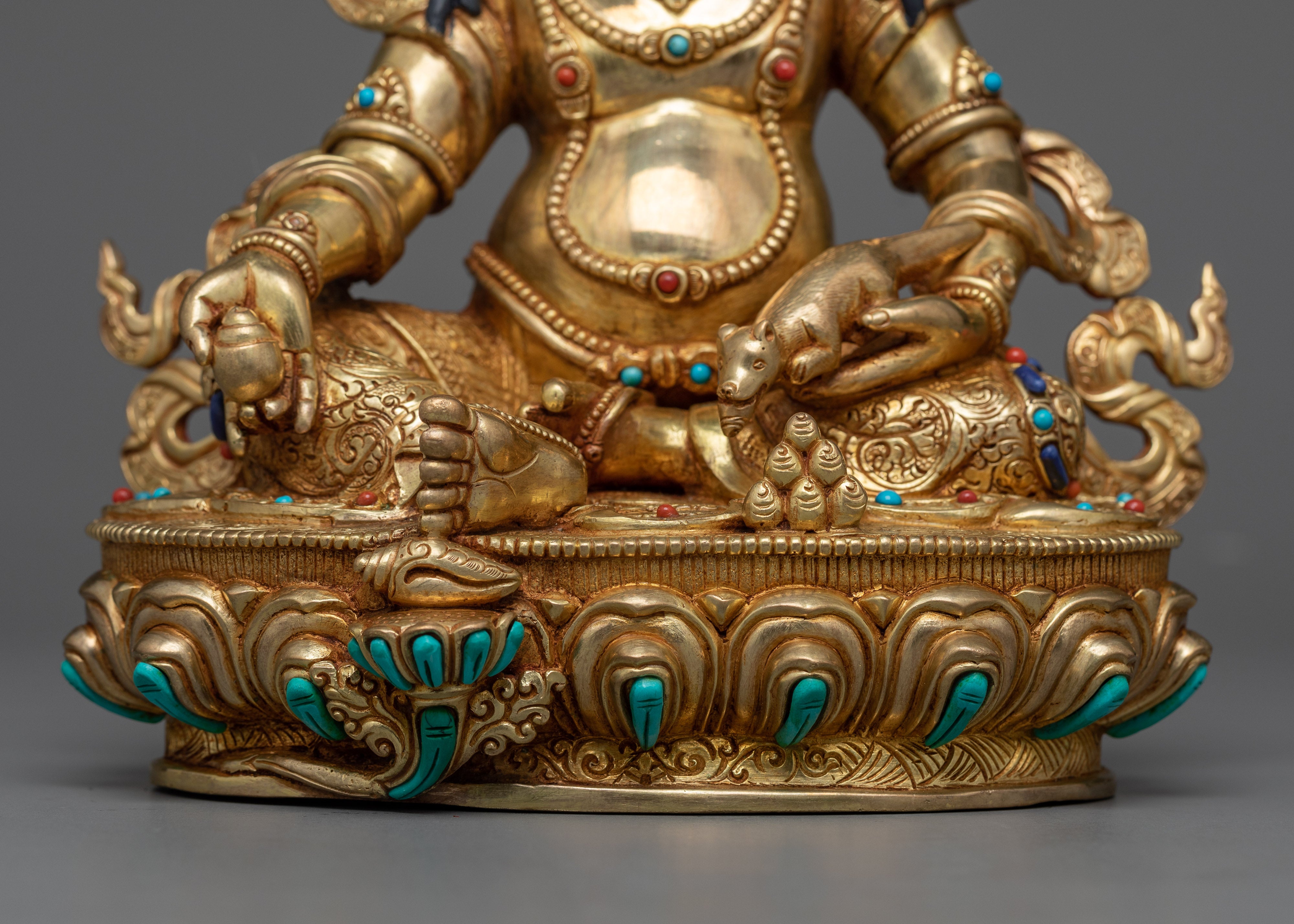 Yellow Dzambhala Sculpture | Prosperity in 24K Gold & Copper