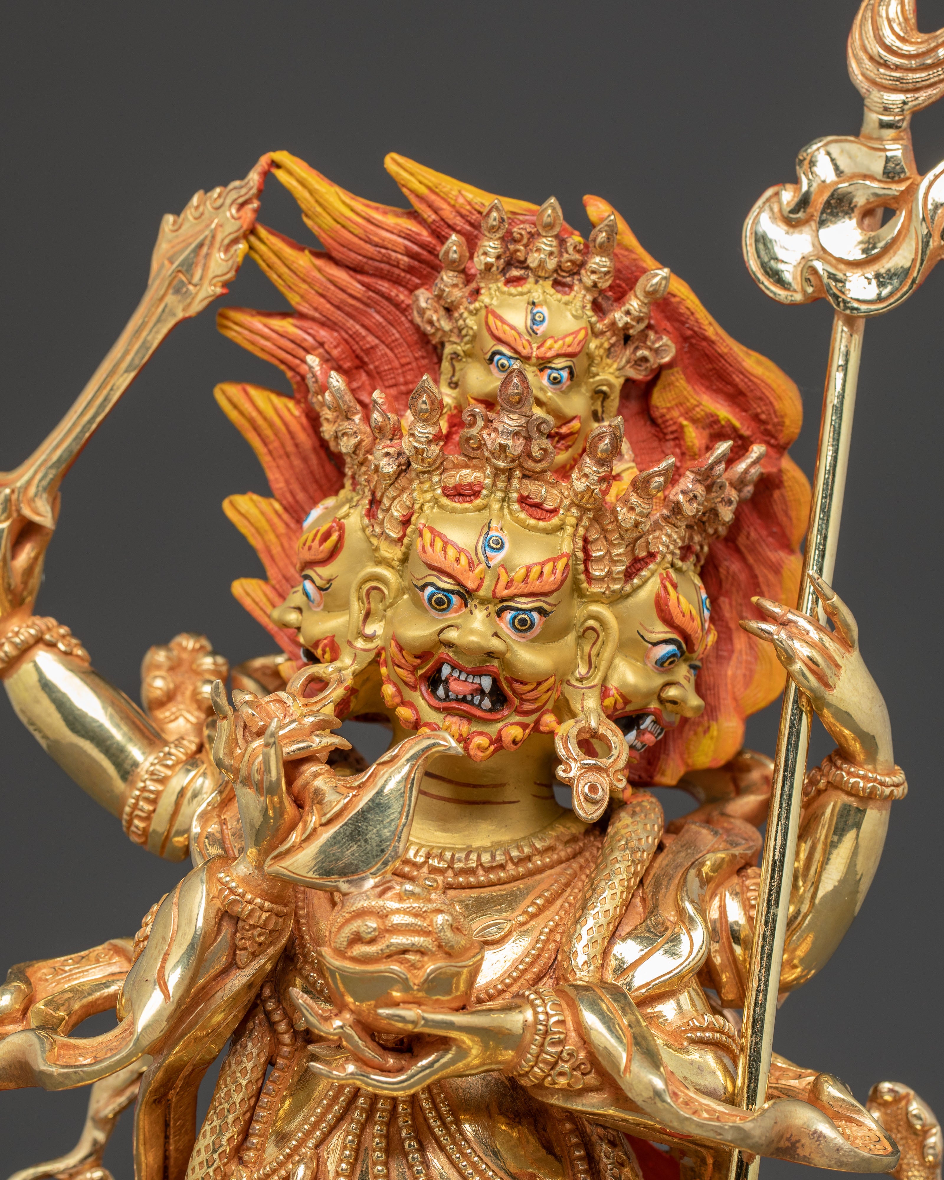 Wrathful Deity Four Armed Mahakala Statue | Powerful Protector
