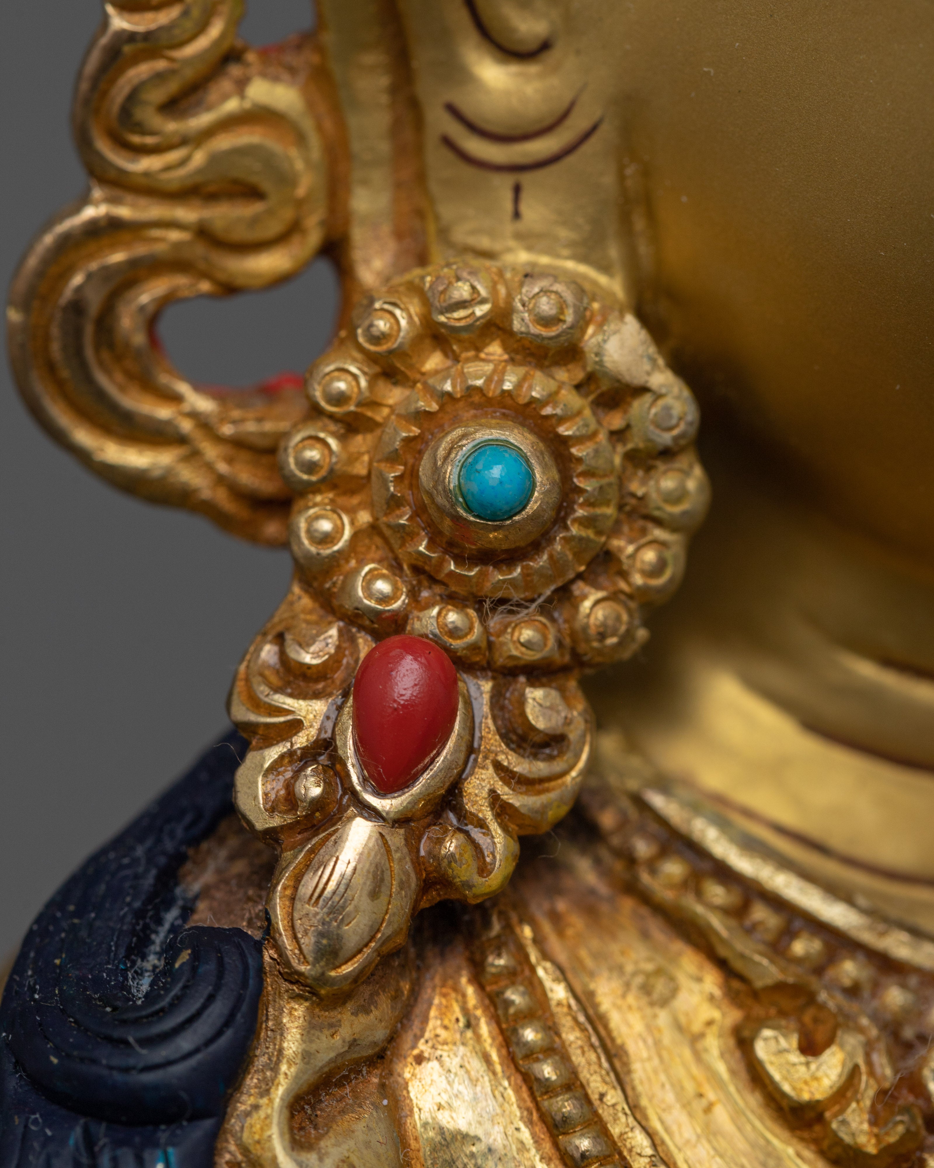 Buddha Vajrasattva Sculpture | 24K Gold Gilded Copper Statue for Shrine