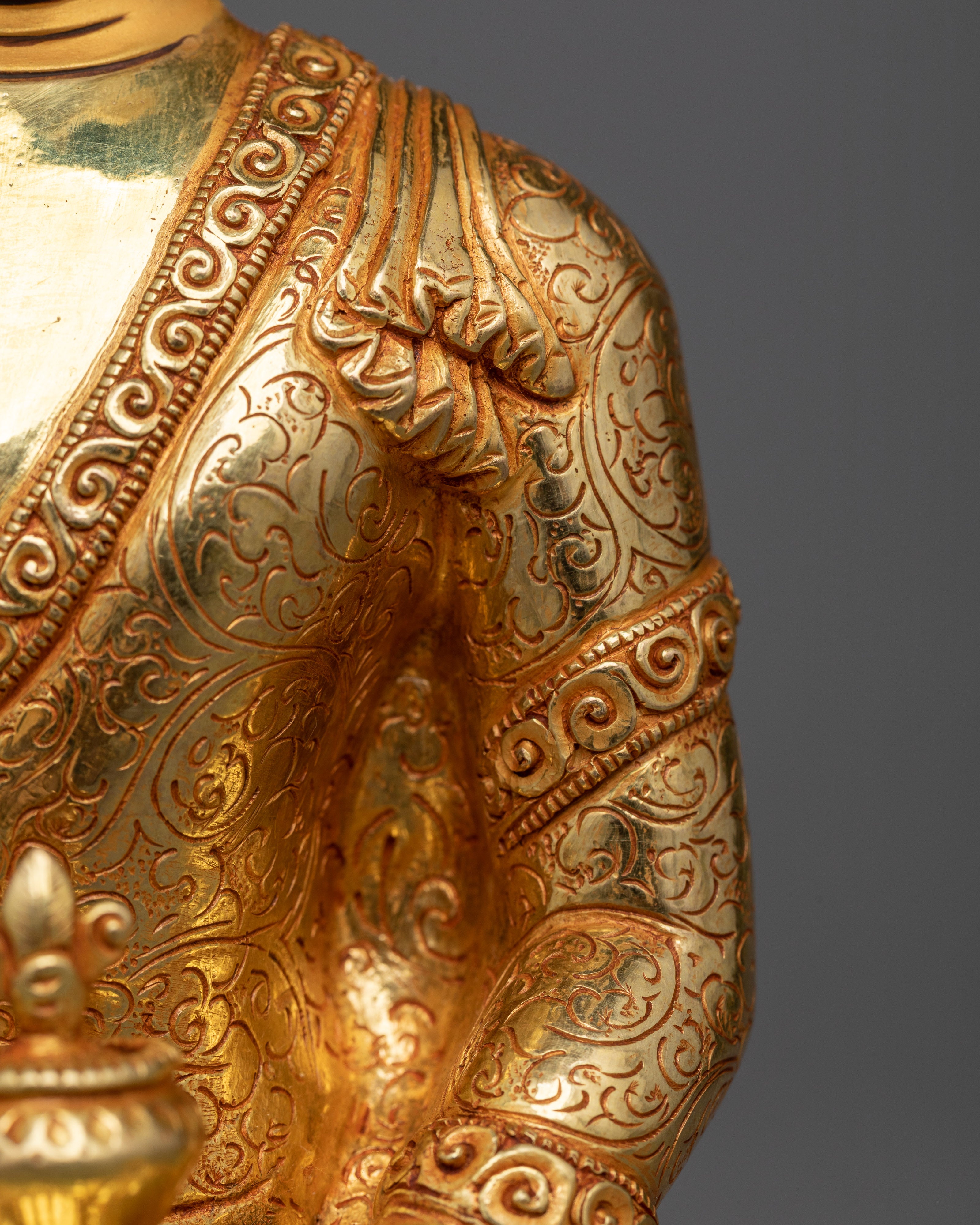 Bhaisajyaguru Medicine Buddha Dharani Statue | 24K Gold Gilded Elegance