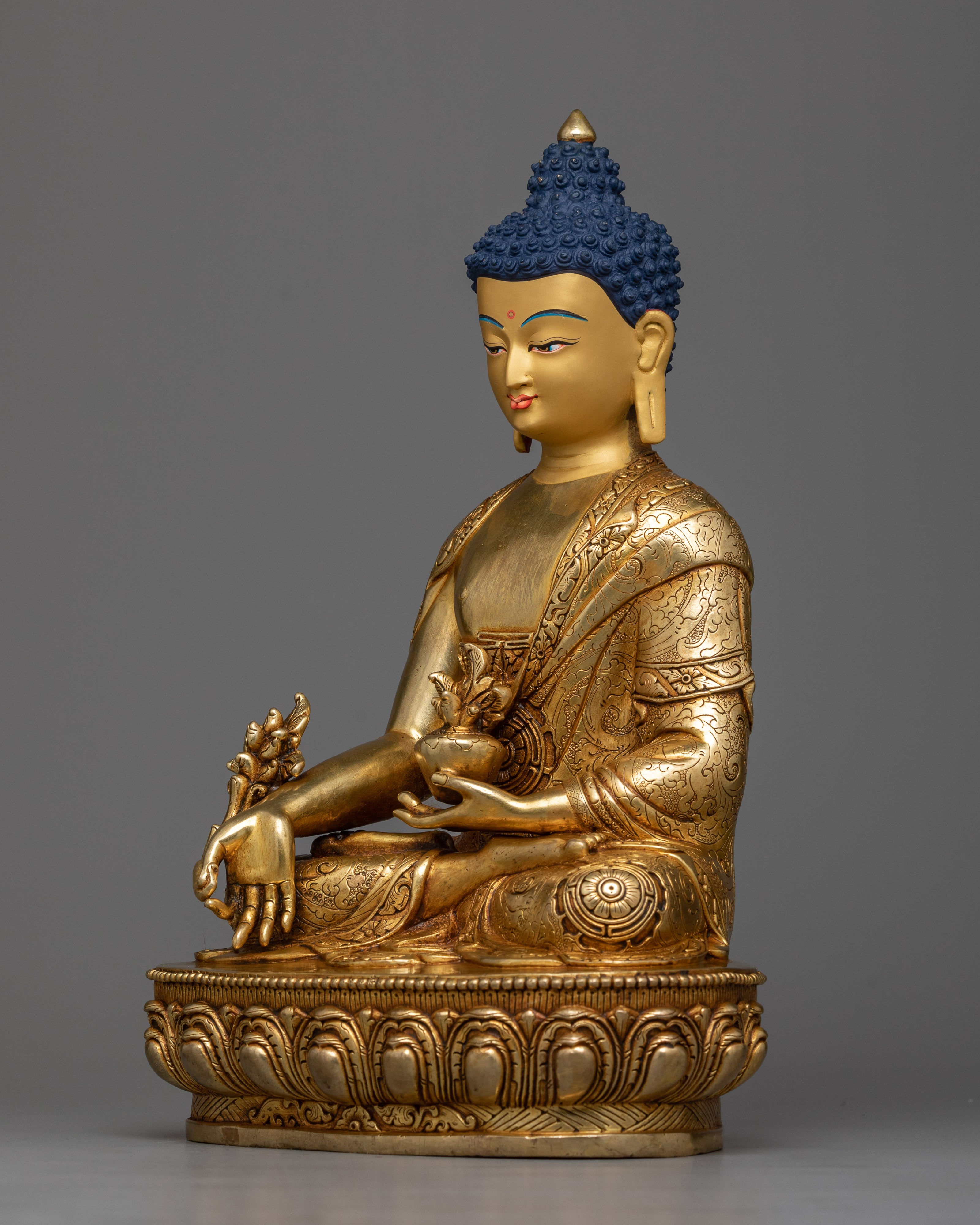 24K Gold-Gilded Medicine Buddha Statue | Beacon of Healing and Wellbeing
