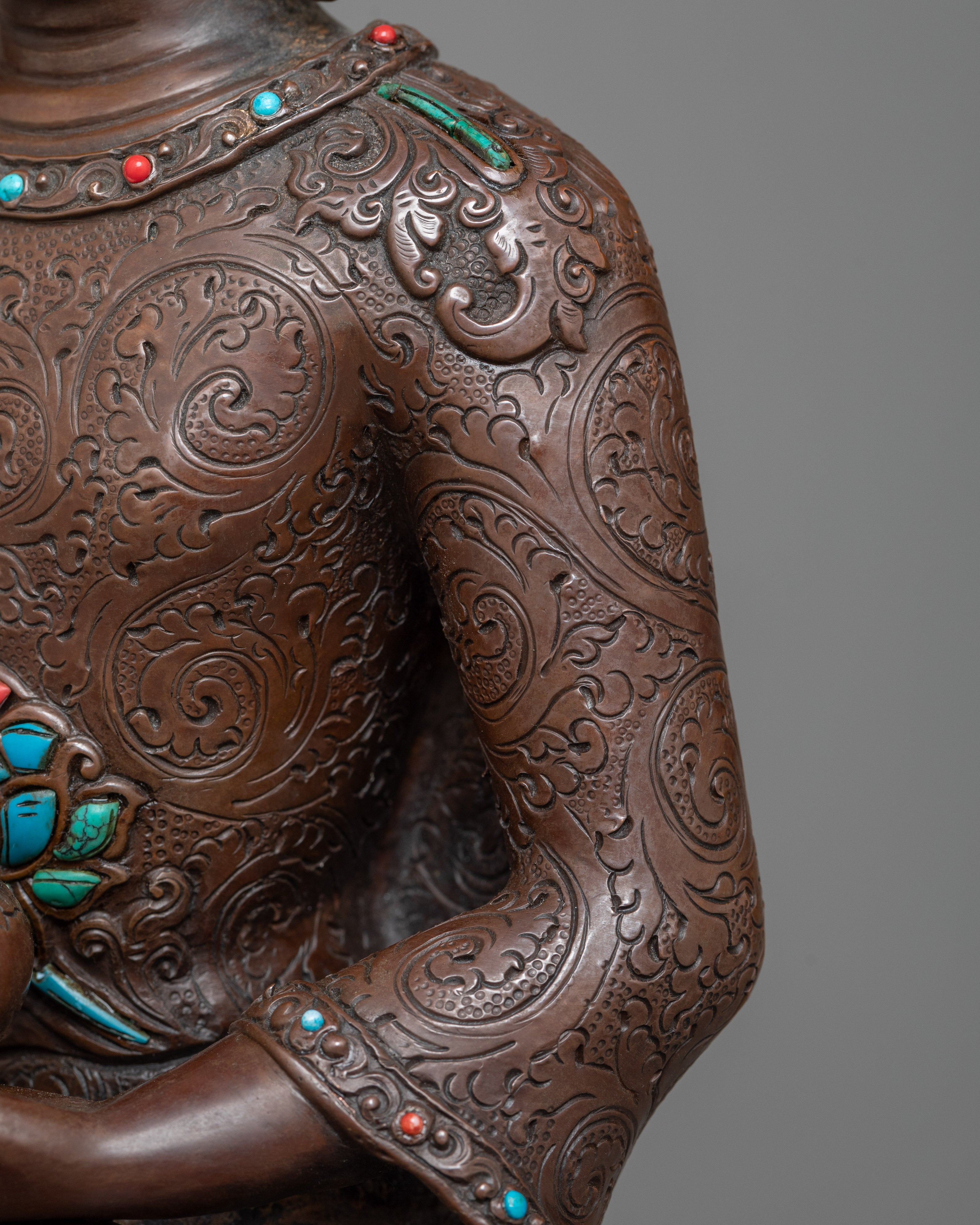 Oxidized Copper Shakyamuni Buddha Statue | Emblem of Enlightenment | Enlightened One