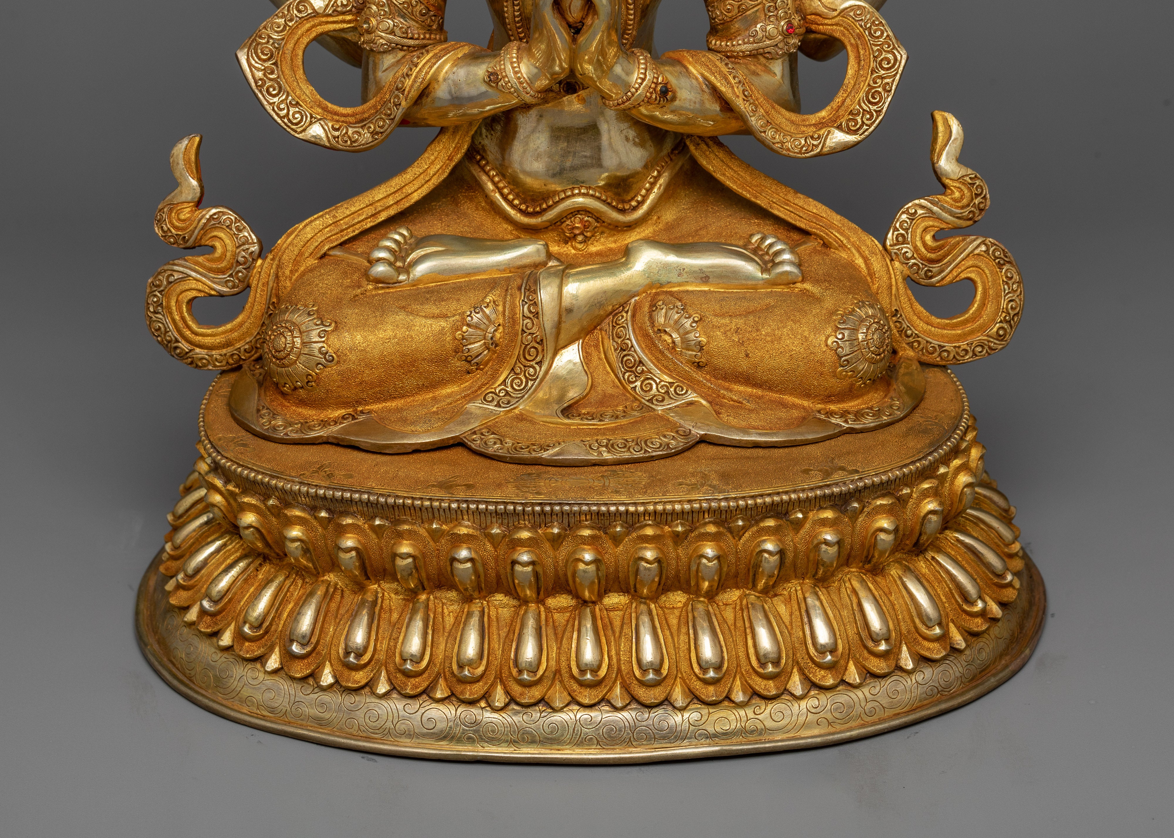 4 Arms Chenrezig Buddha | Gold Gilded Compassion