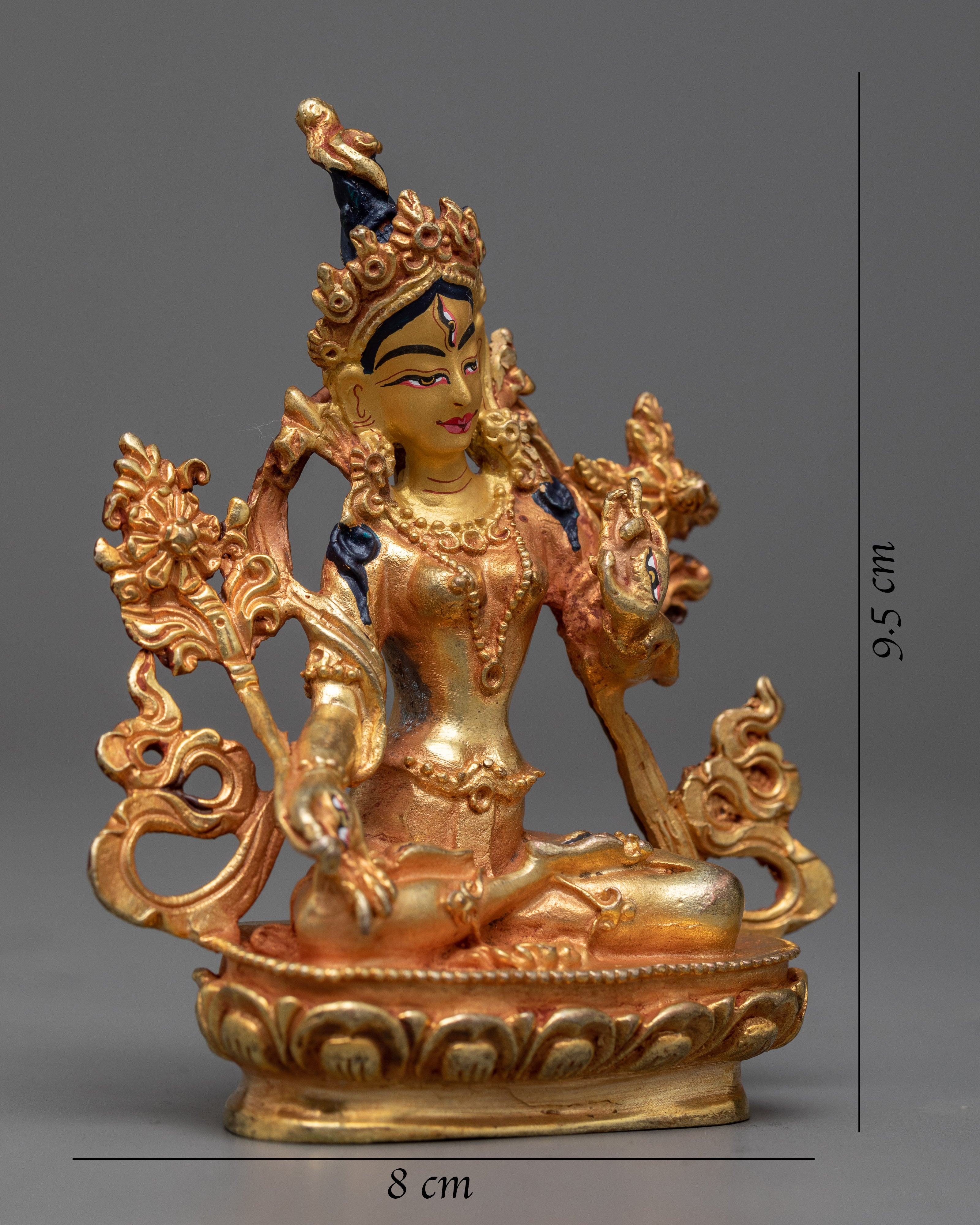 Enchanting Miniature Sita Tara Statue | 24K Gold Electroplated Copper
