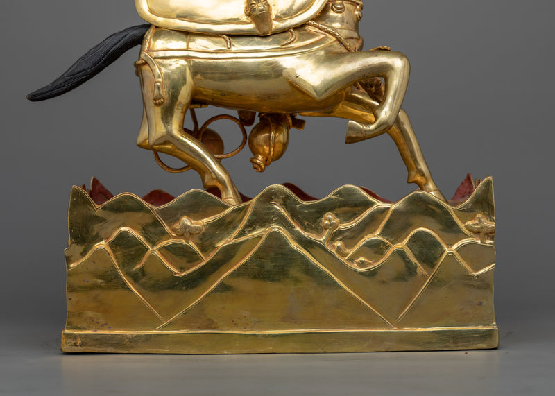 Majestic Paldan Lhamo Statue | 24K Gold Gilded Protector