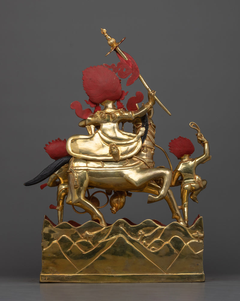 Majestic Paldan Lhamo Statue | 24K Gold Gilded Protector