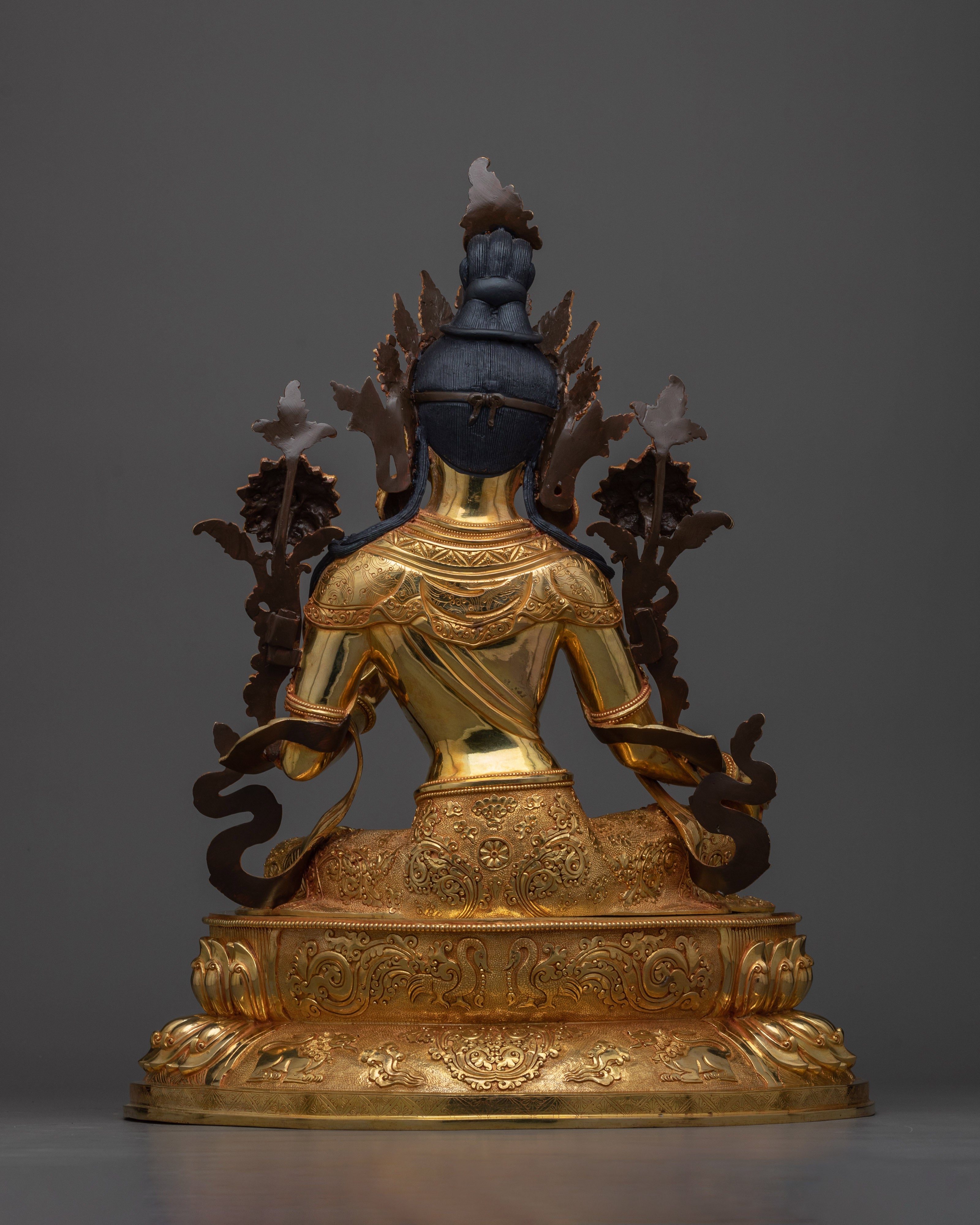 Exquisite Tara Verde Statue | 24K Gold Gilded Green Tara