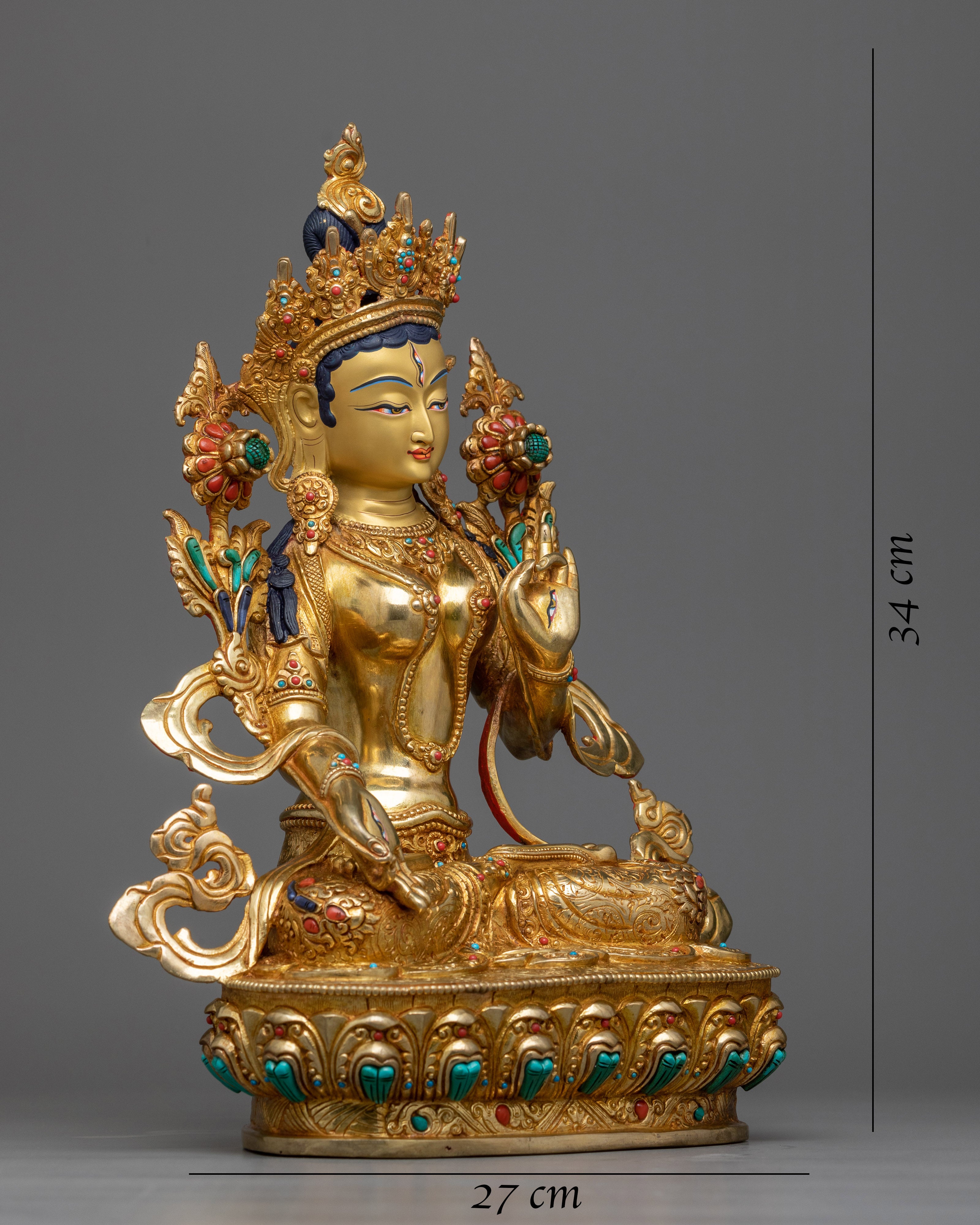 Dolma Karpo (White Tara) Sculpture | 24K Gold Gilded Serenity