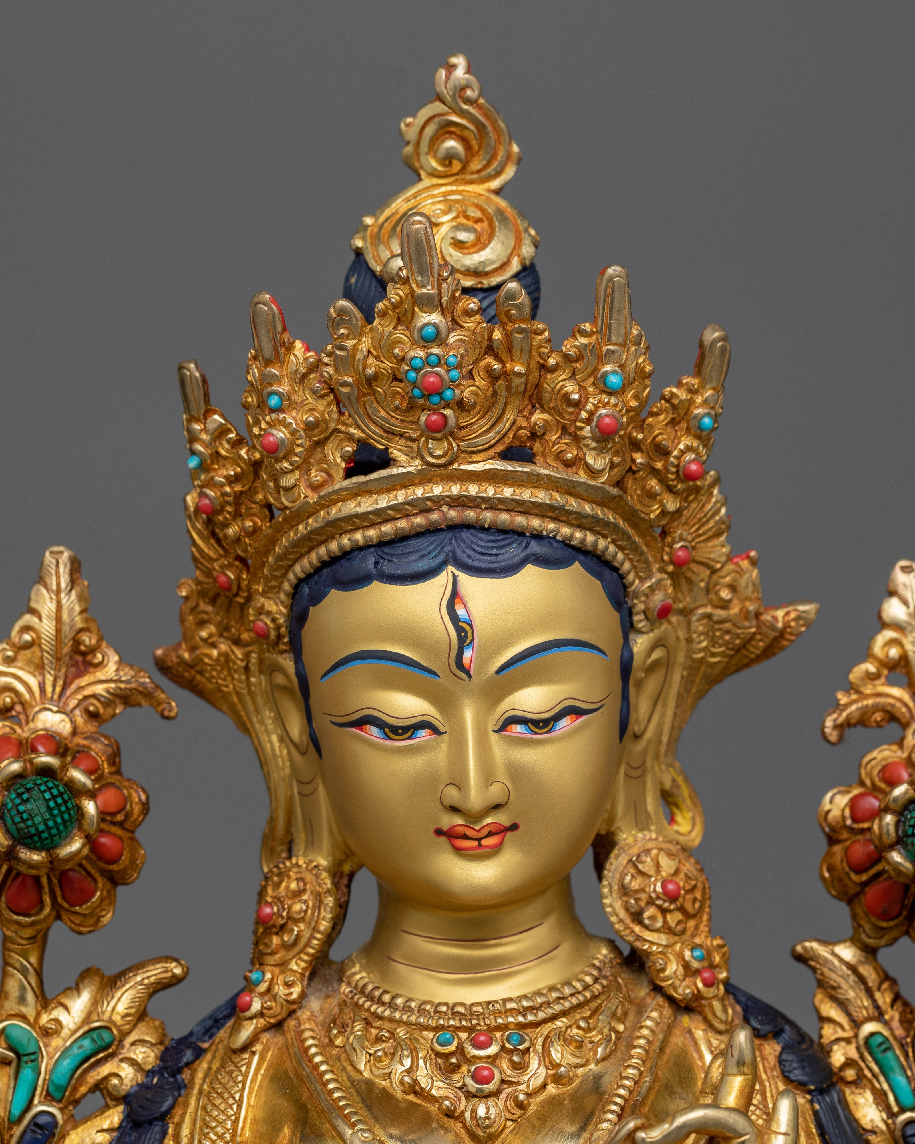 Dolma Karpo (White Tara) Sculpture | 24K Gold Gilded Serenity