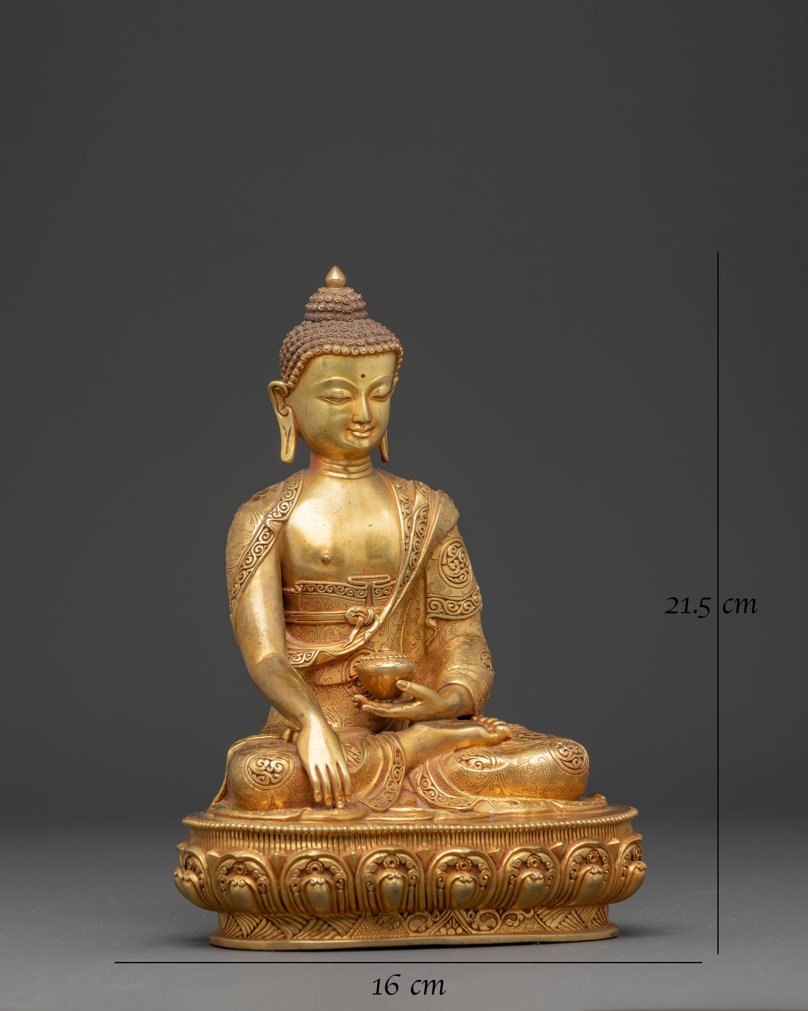 Golden Shakyamuni Buddha Copper Handmade Art | Meditation & Altar Decor