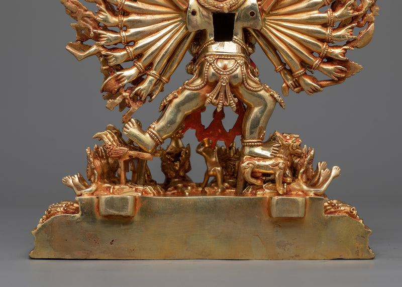 Yamantaka Gilt Statue in 24K Gold | Conqueror of Death and Ignorance