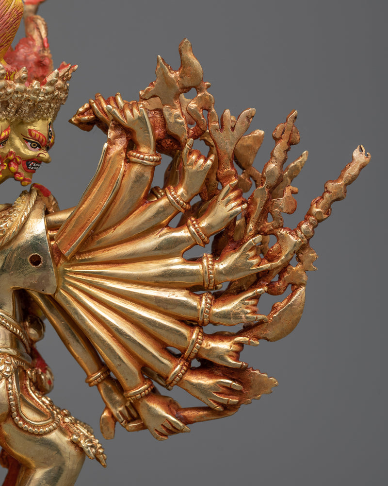 Yamantaka Gilt Statue in 24K Gold | Conqueror of Death and Ignorance