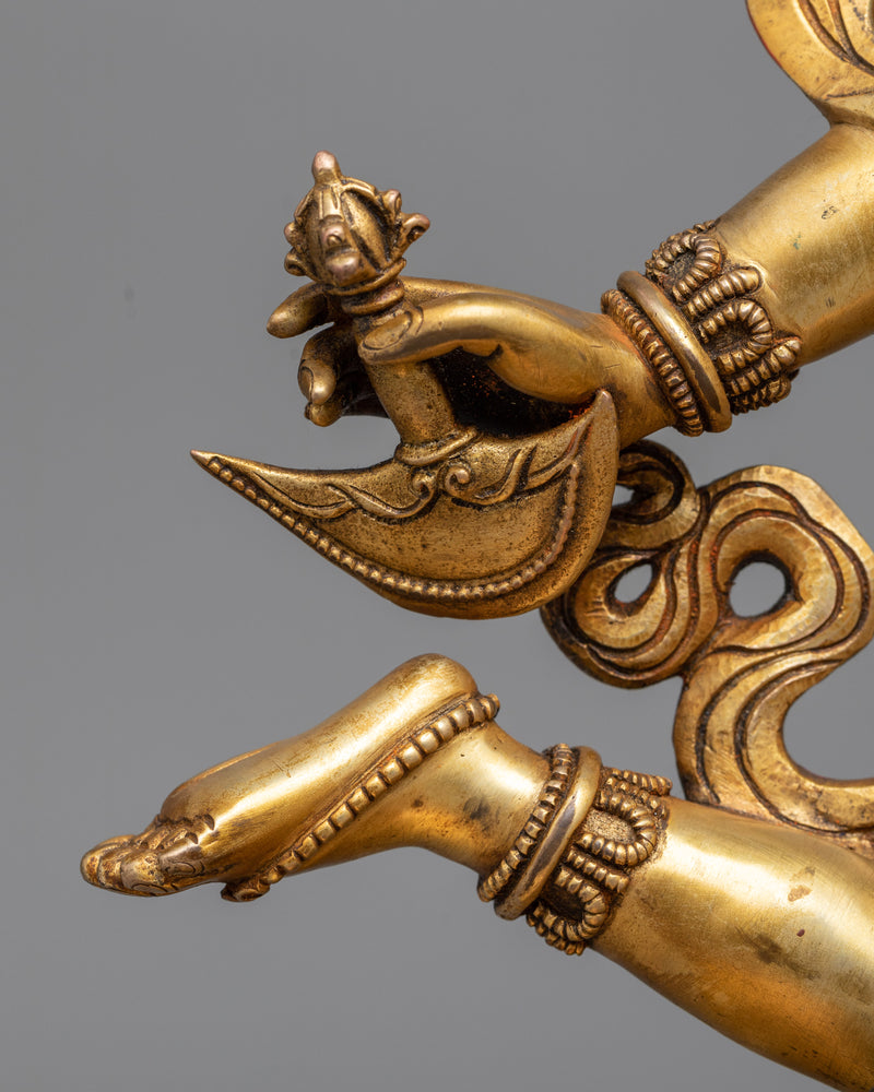 Flying Vidyadhari Vajrayogini Statue in 24K Gold | A Vision of Tantric Mastery