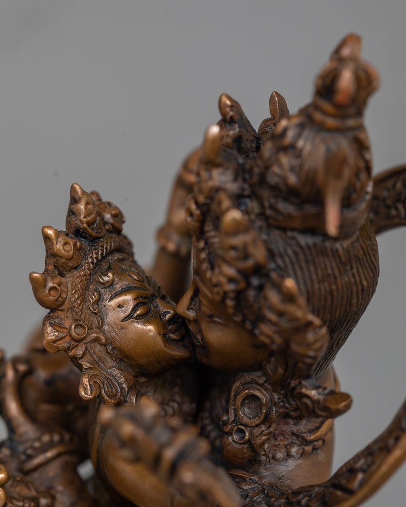 Chakrasambhara Chocolate Oxidized Sculpture | Mystical Oxidized Copper Manifestation