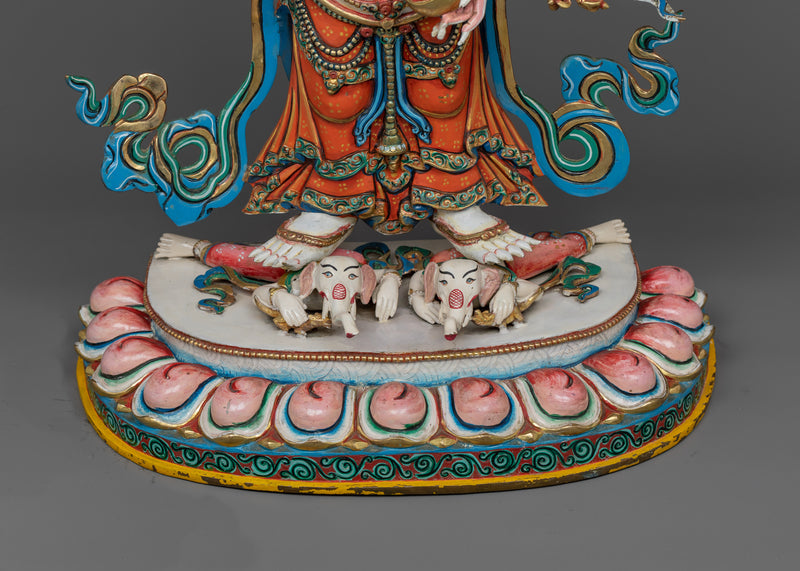White Six-Armed Mahakala Statue in 24K Gold | A Potent Protector in Vajrayana Buddhism