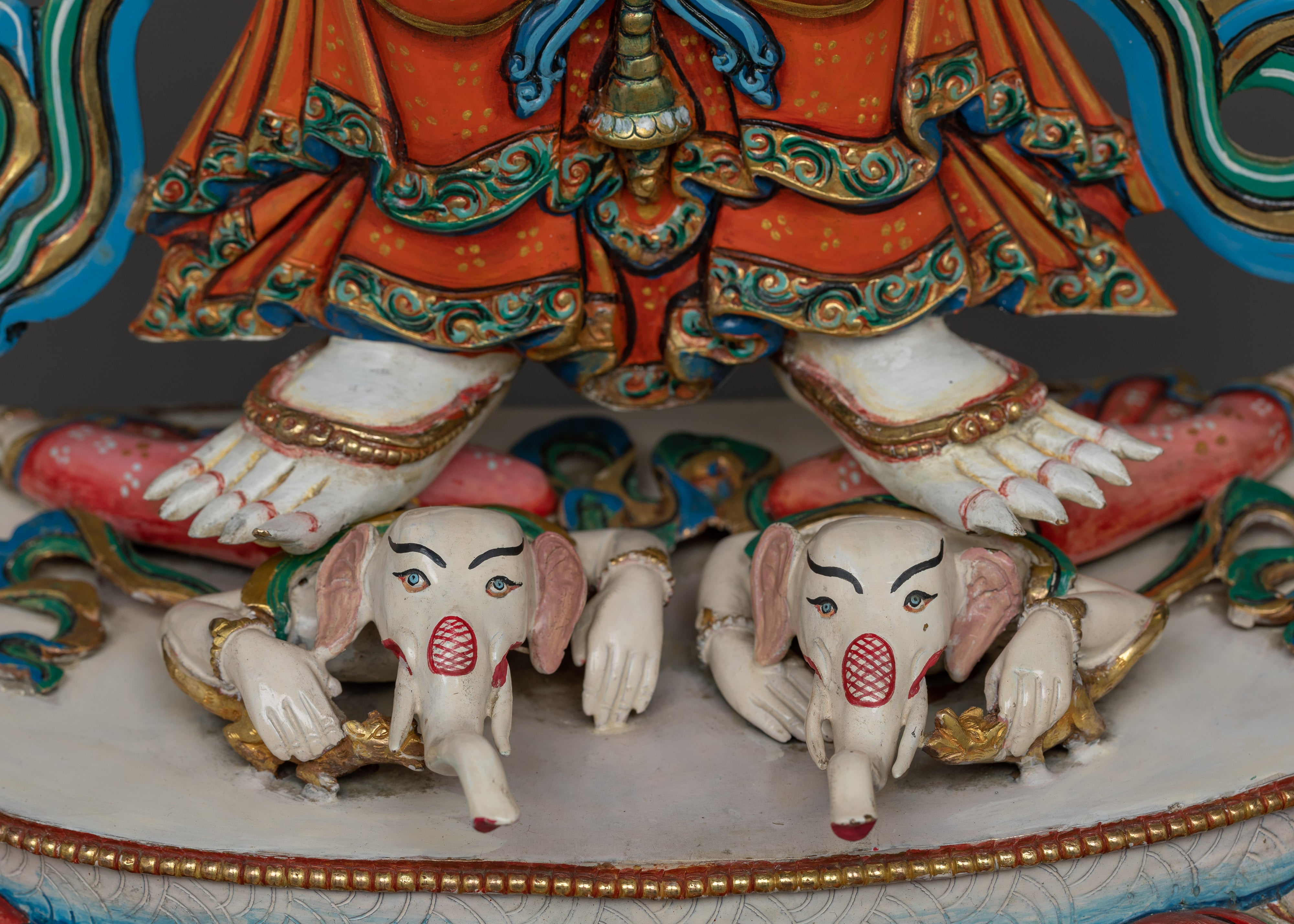 White Six-Armed Mahakala Statue in 24K Gold | A Potent Protector in Vajrayana Buddhism