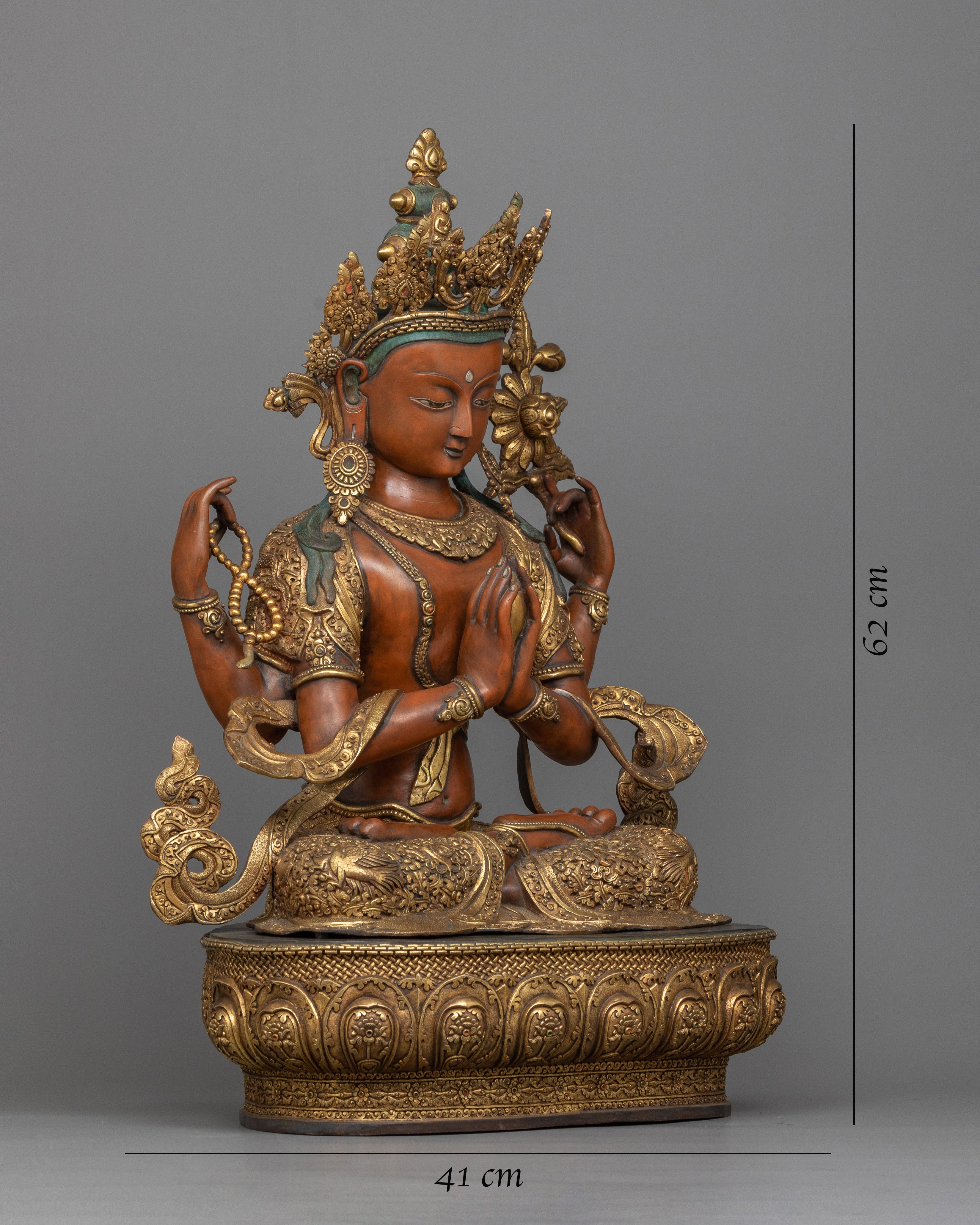 antique-finished-4-armed-chenrezig-sculpture