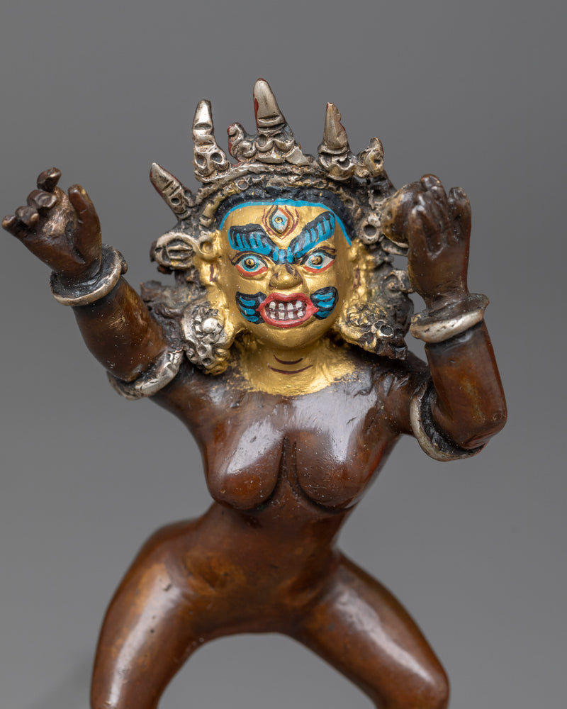 Yamantaka with Consort Statue in Silver | A Powerful Union in Vajrayana Buddhism