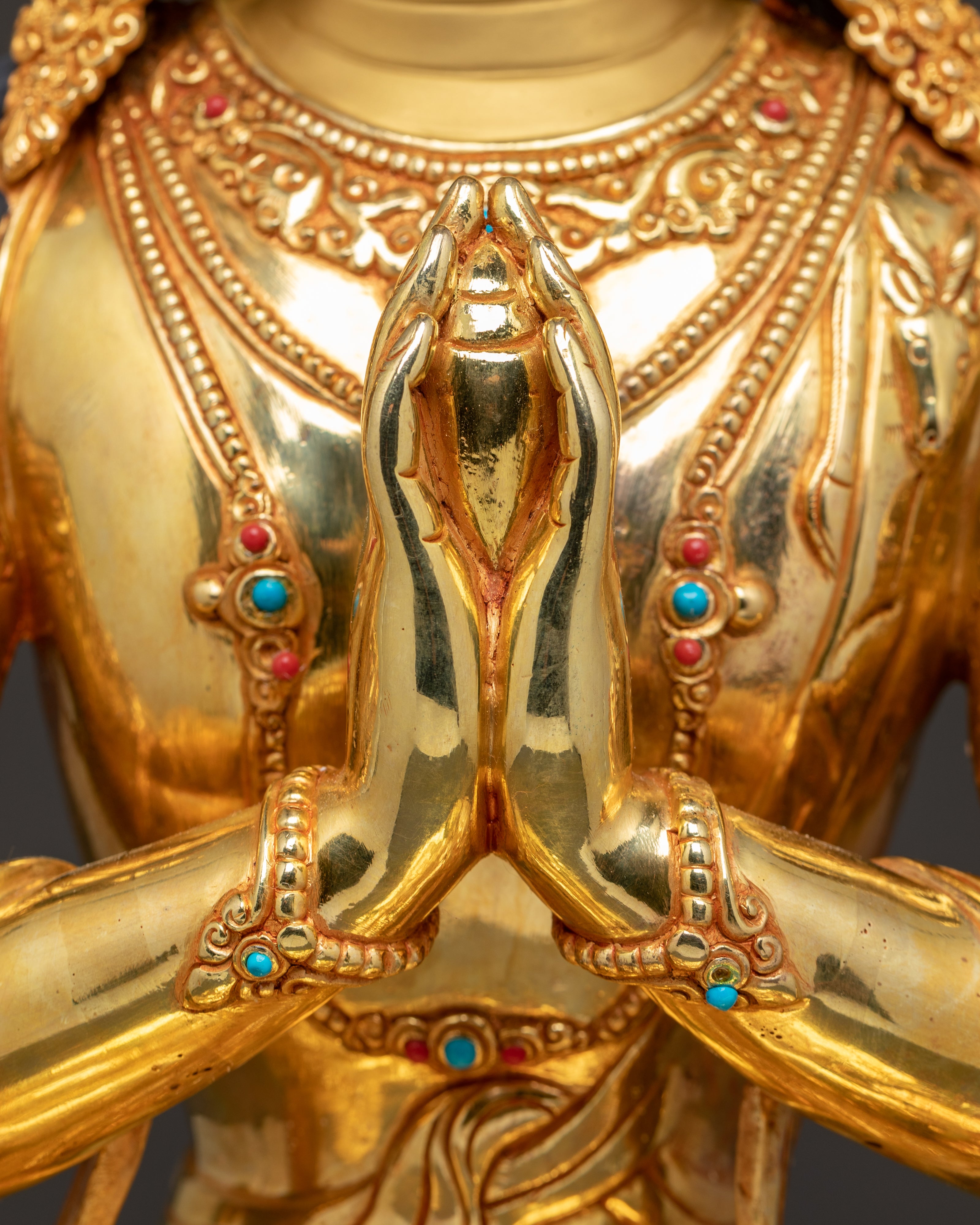 Handmade Golden Statue of Four-Armed Chenrezig
