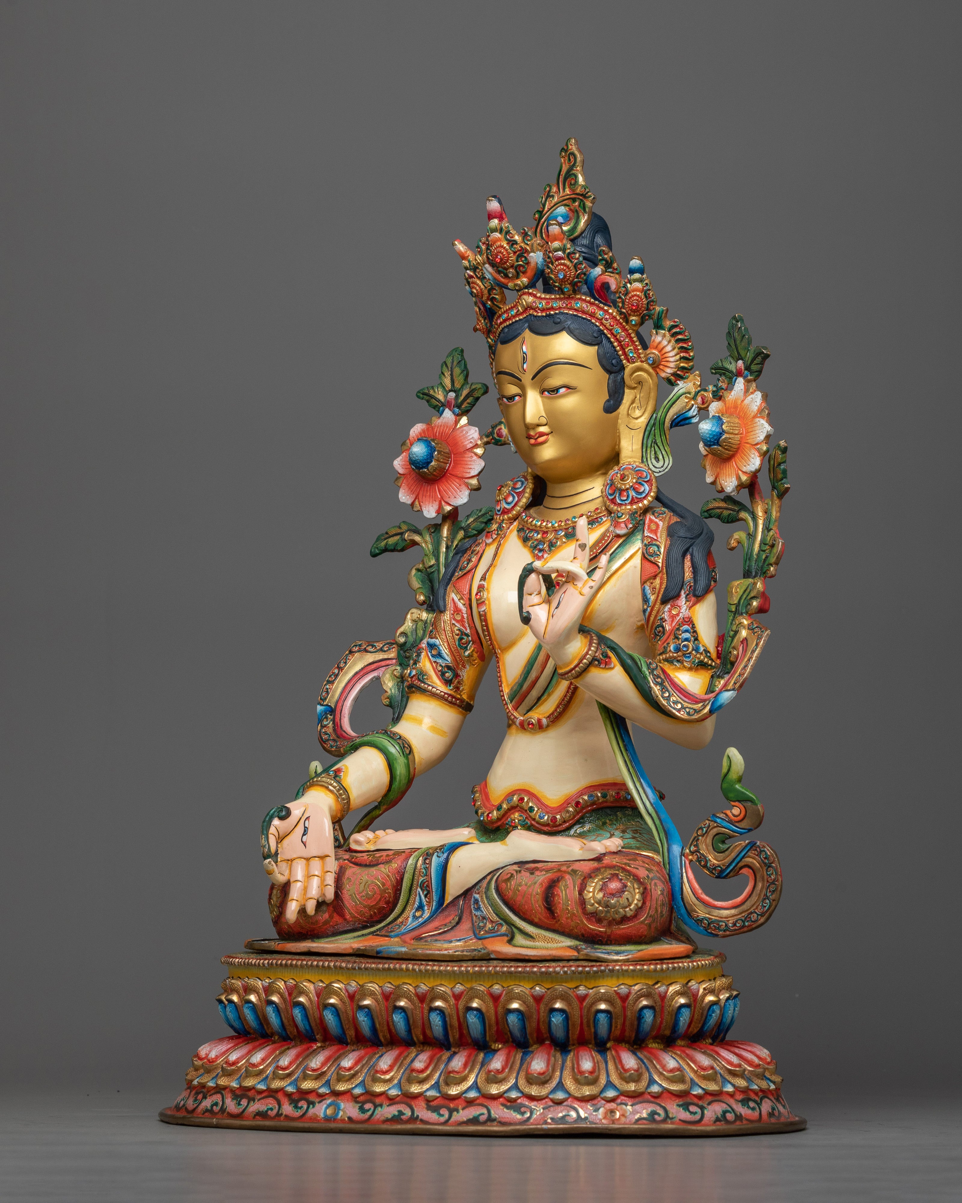 white painted white-tara statue